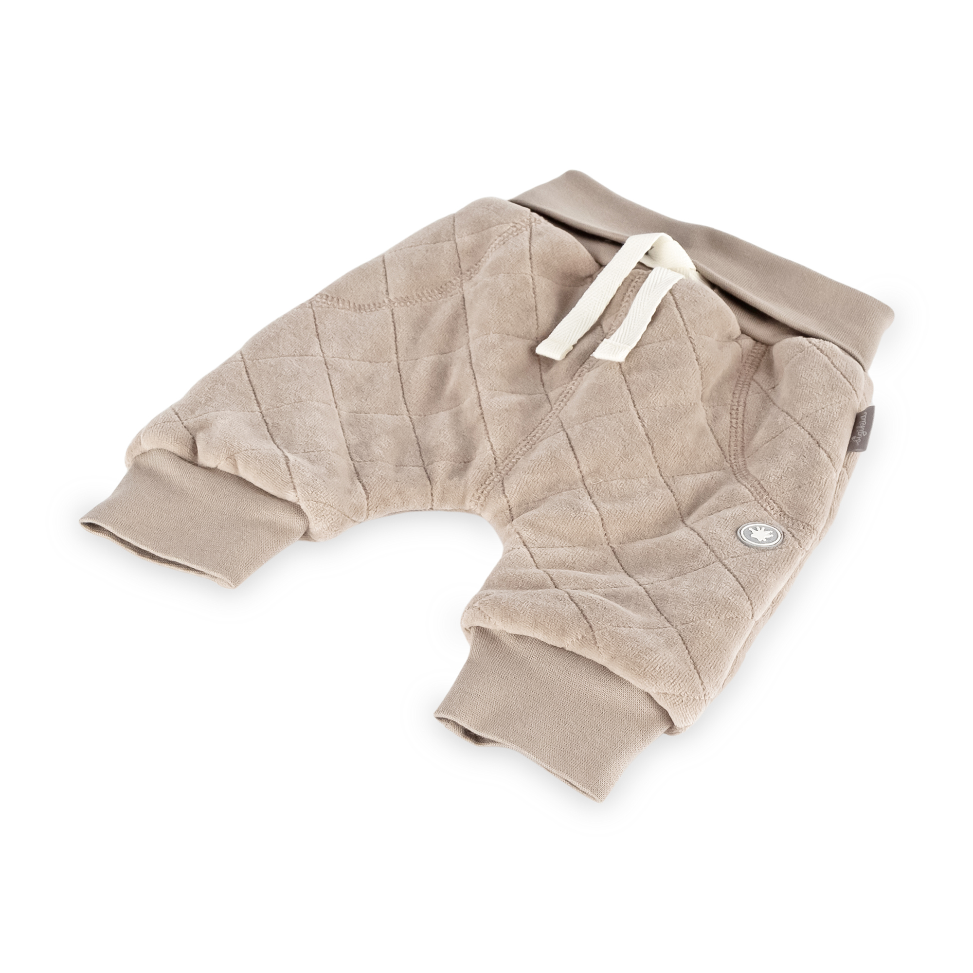 Baby quilted velour pants, lined, beige