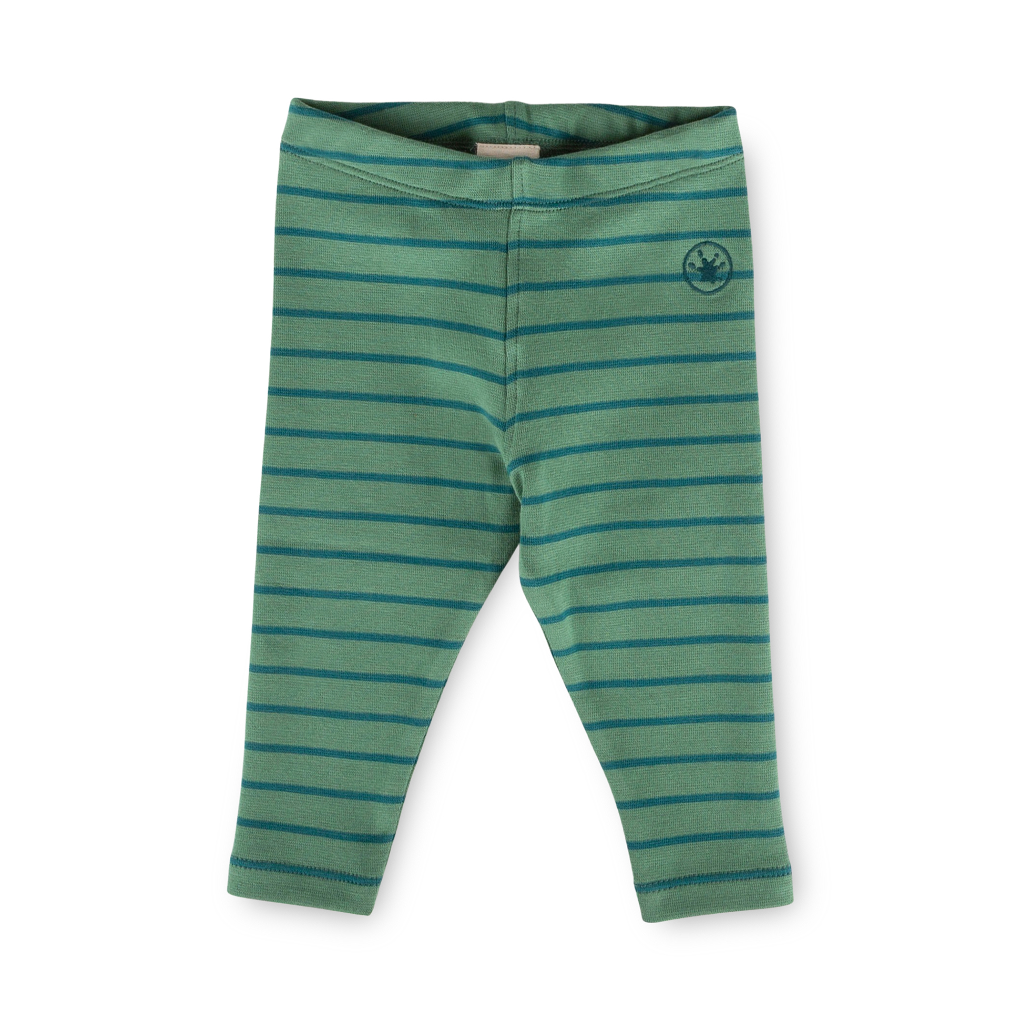 Baby rib knit leggings, green striped
