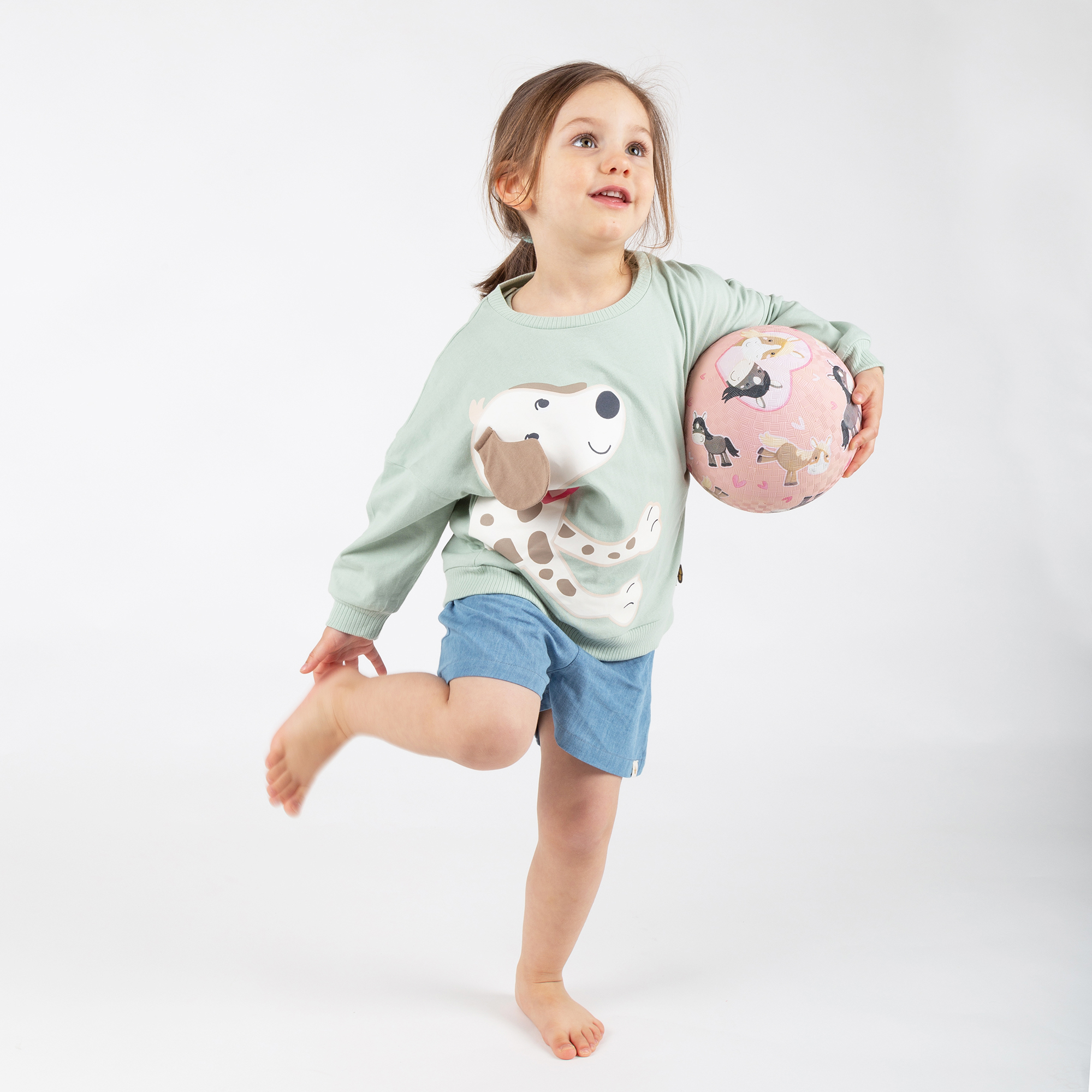 Kinder Oversize Langarmshirt Hund Funny Dog, grün Kinder Oversize Langarmshirt Hund Funny Dog, grün