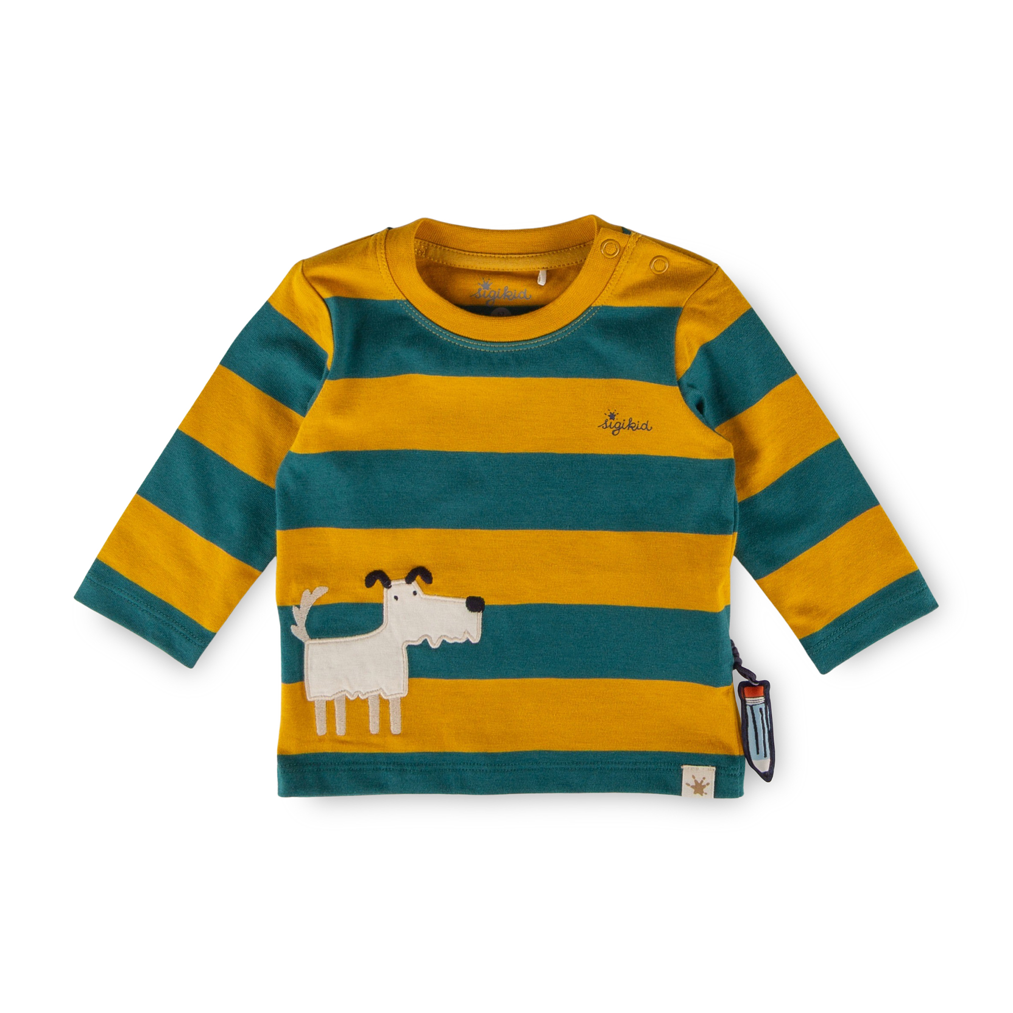 Baby long sleeve Tee dog, striped green