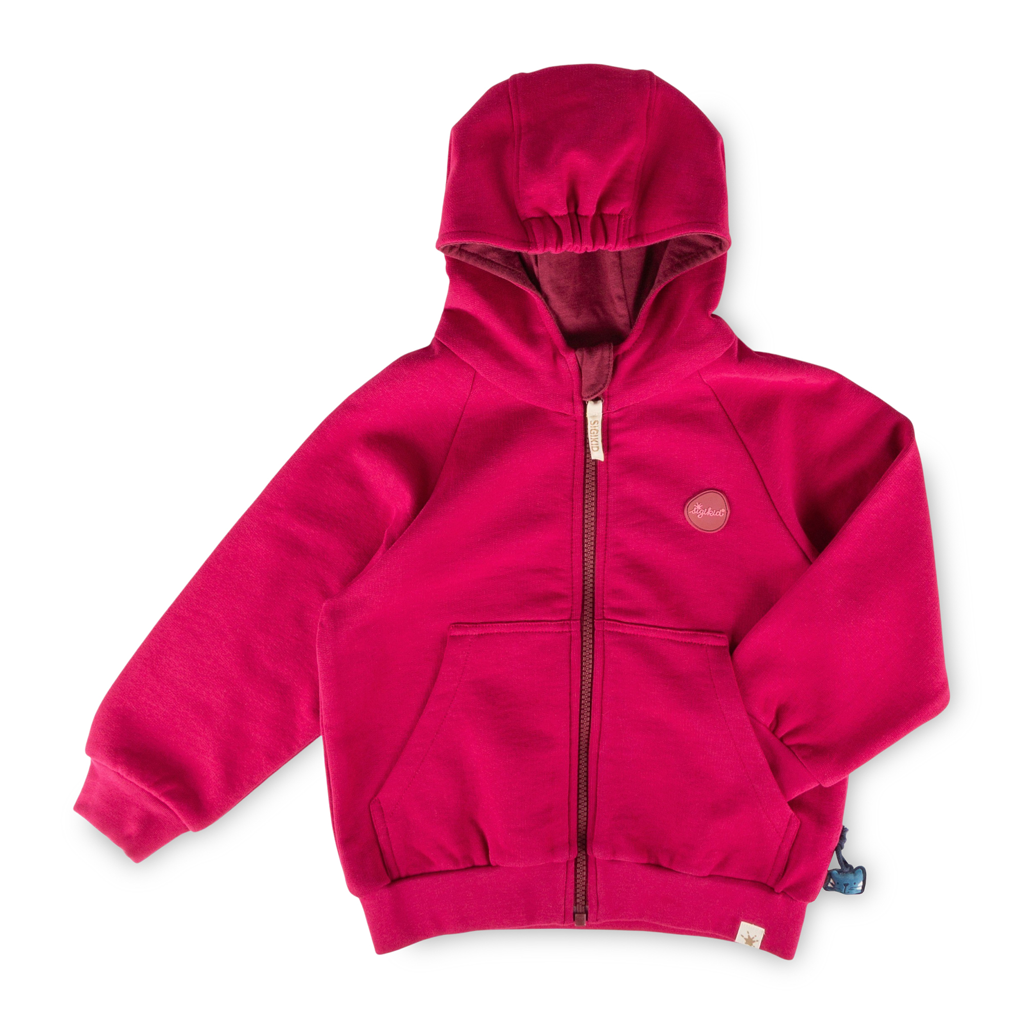 Children's hooded sweat jacket, heart embroidery on the back