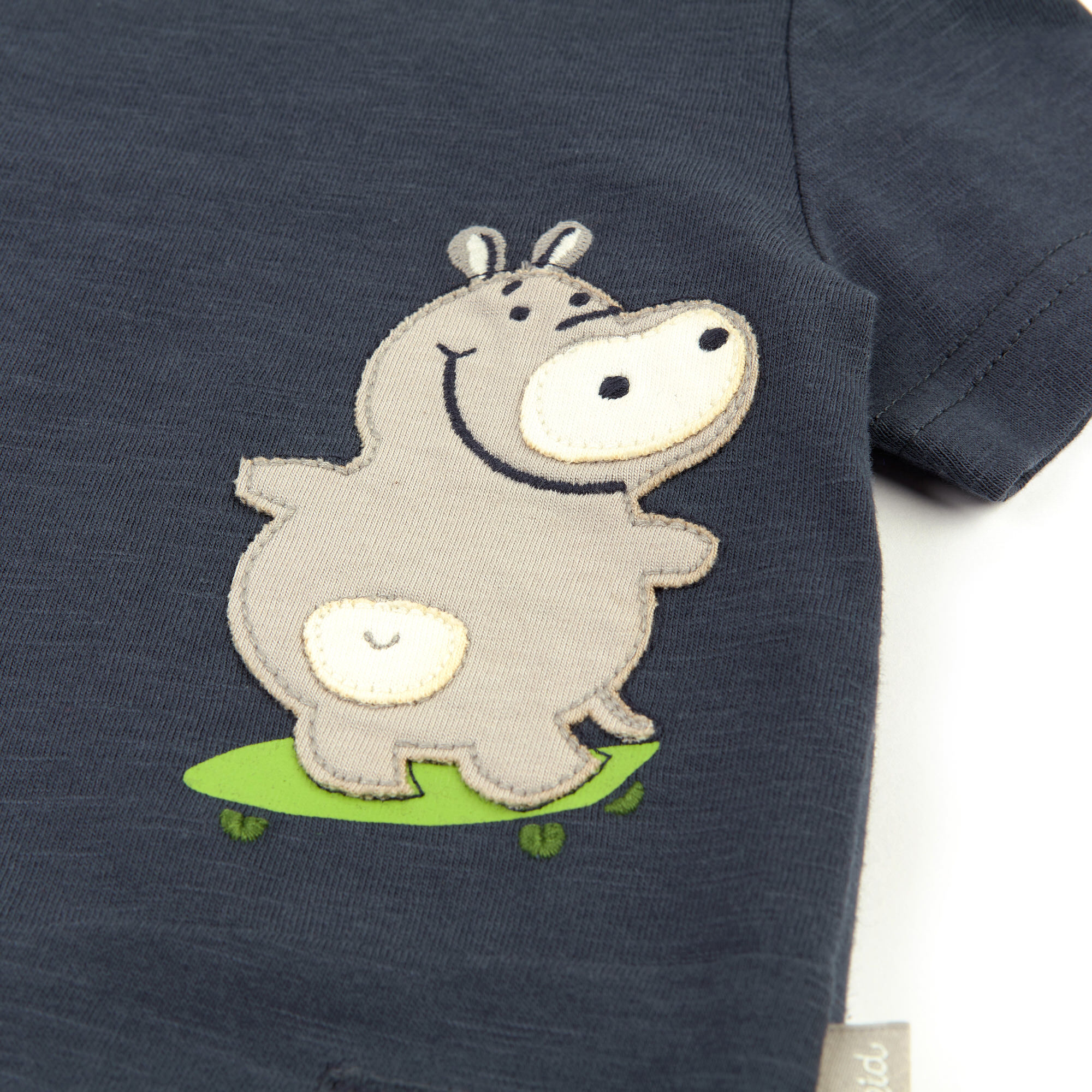 Navy baby boys' T-shirt skating hippo