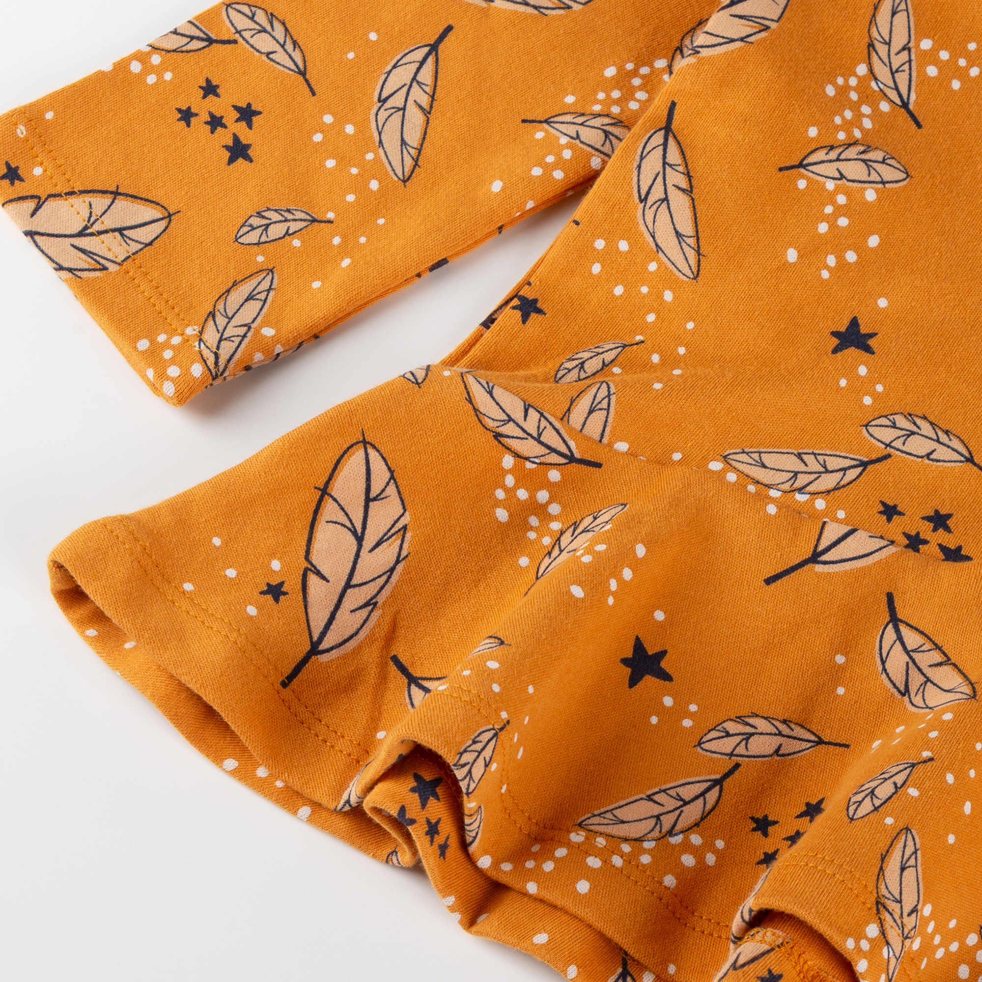Kinder Longshirt Eule Curious Owl, gelb mit Federprint