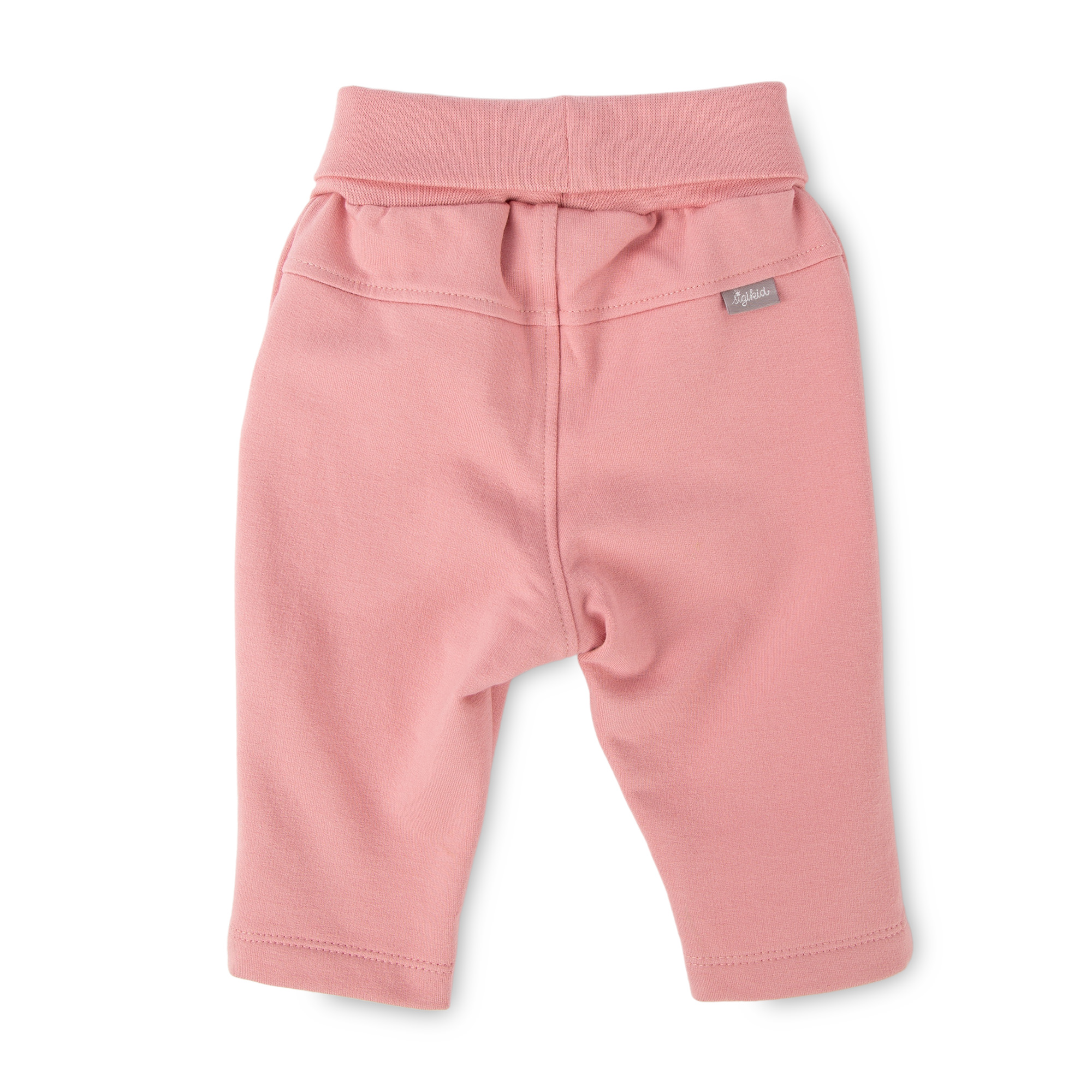 Foldover waist baby sweat pants with plaited drawstring, pink