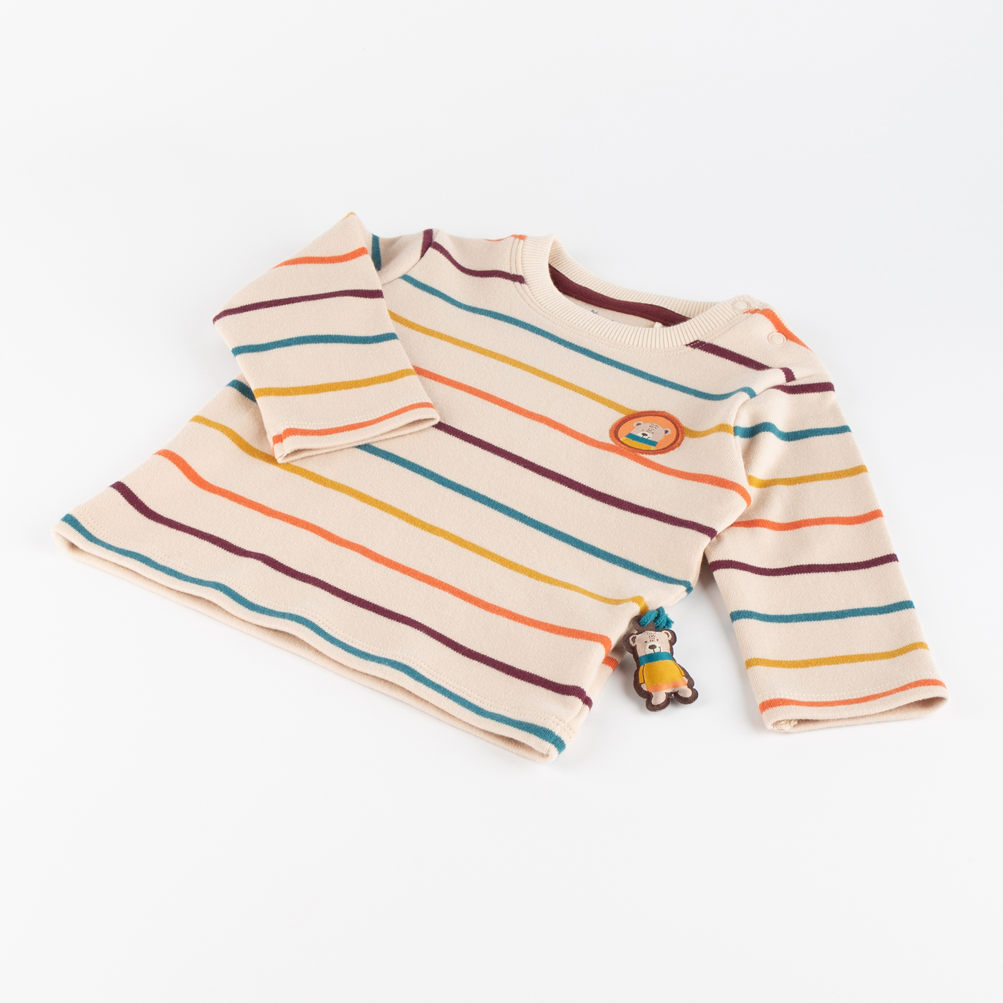 Baby Langarmshirt Bär, bunt gestreift