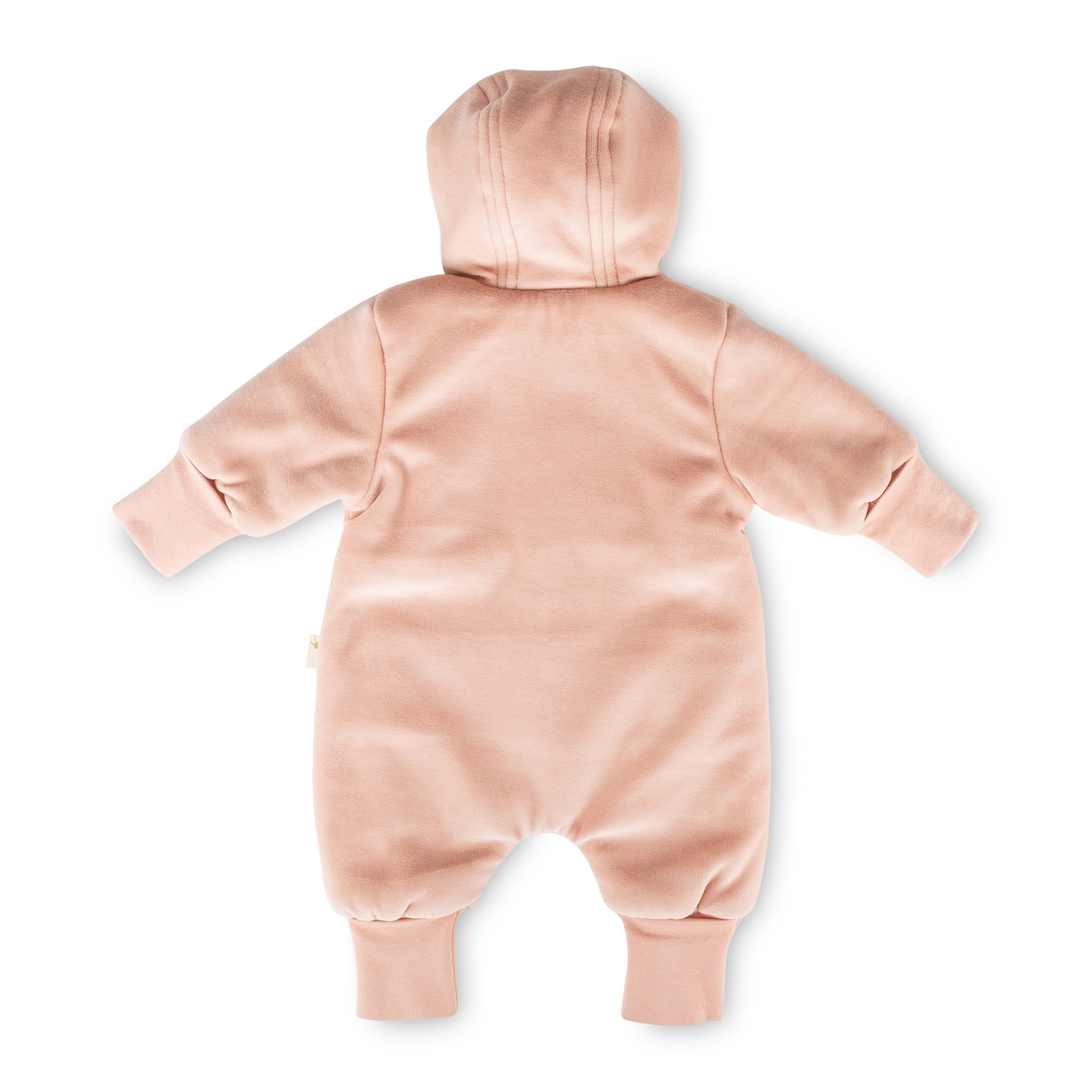 Newborn baby velour overall, foldable cuffs, wadded, pink