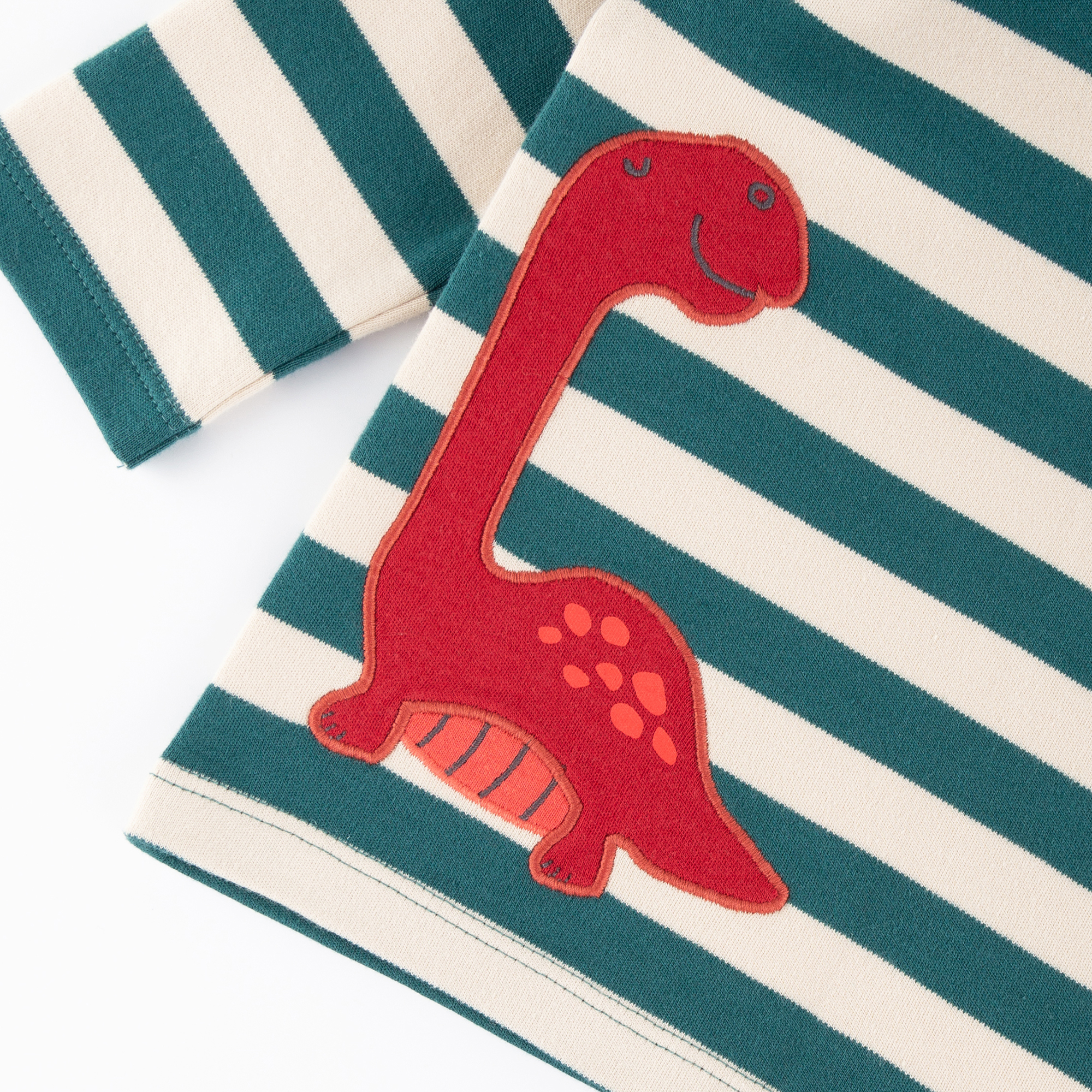 Baby Streifen Langarmshirt Dino, grün-weiß