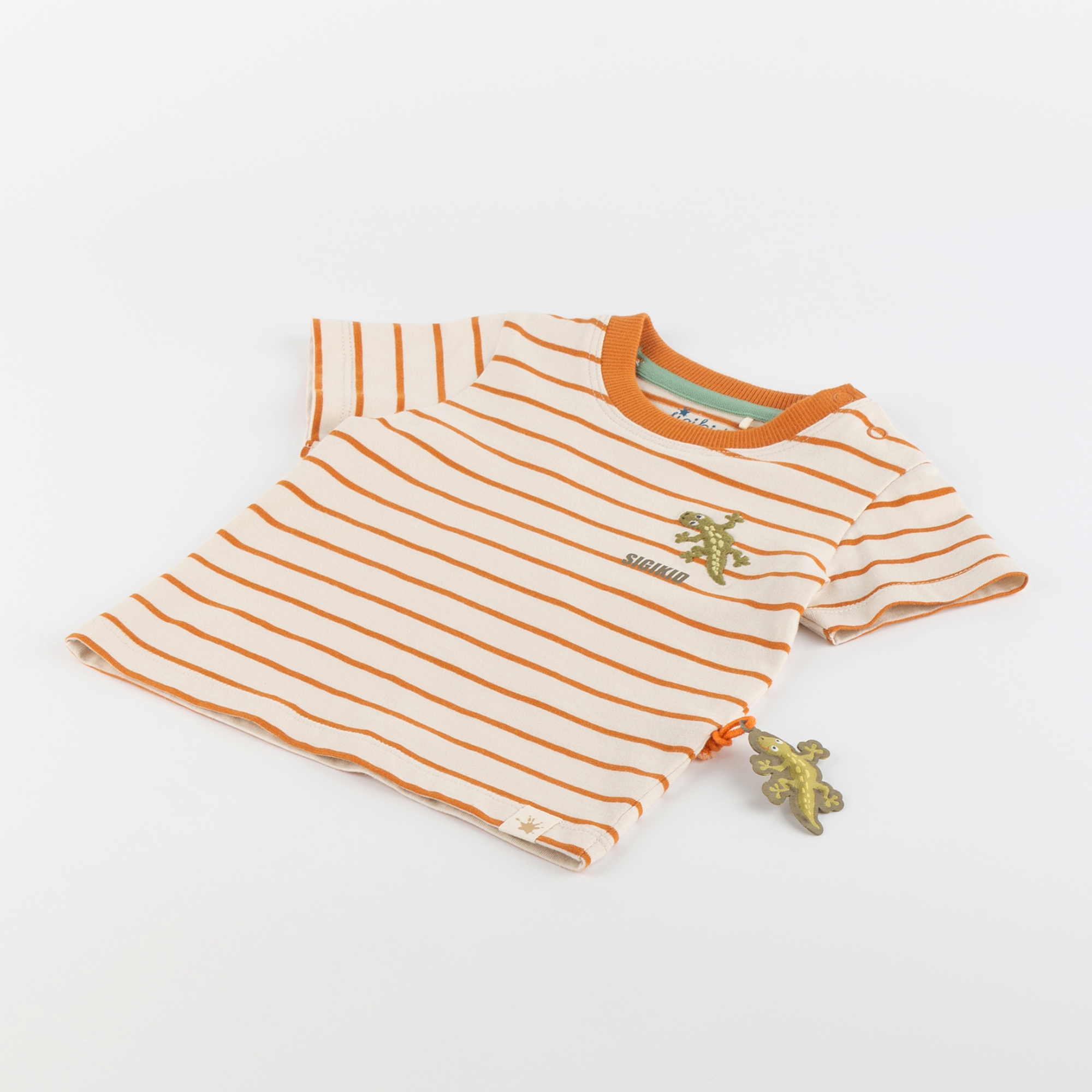 Gestreiftes Baby T-Shirt Gecko, Jungle