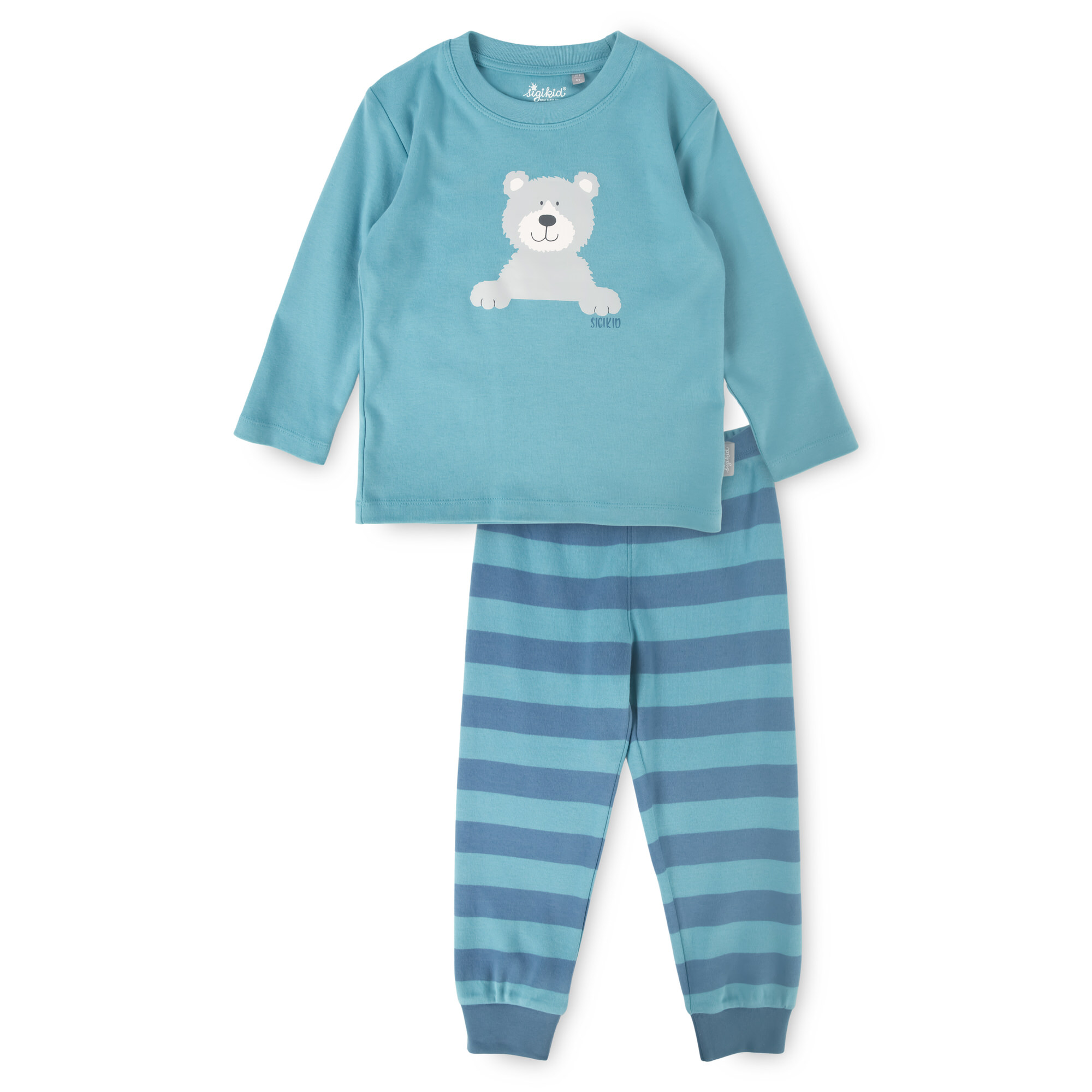 Two piece children's pajamas bear, turquoise
