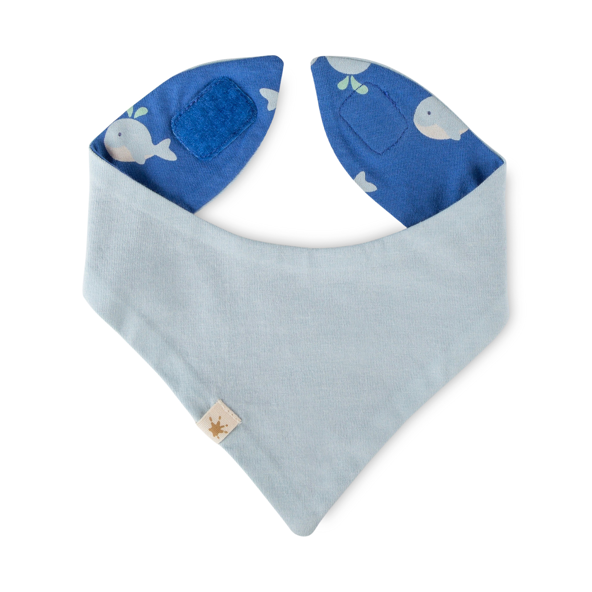 Newborn baby bandana bib, reversible, blue