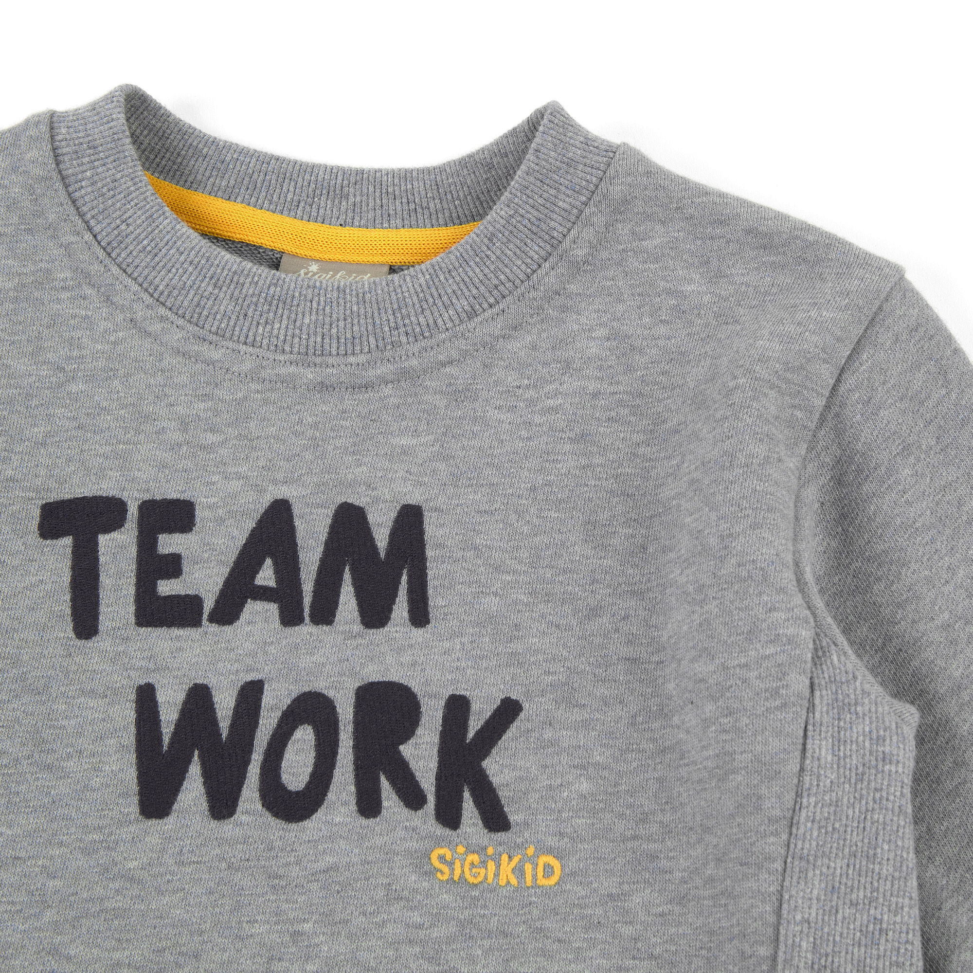Grau meliertes Kinder Sweatshirt Teamwork