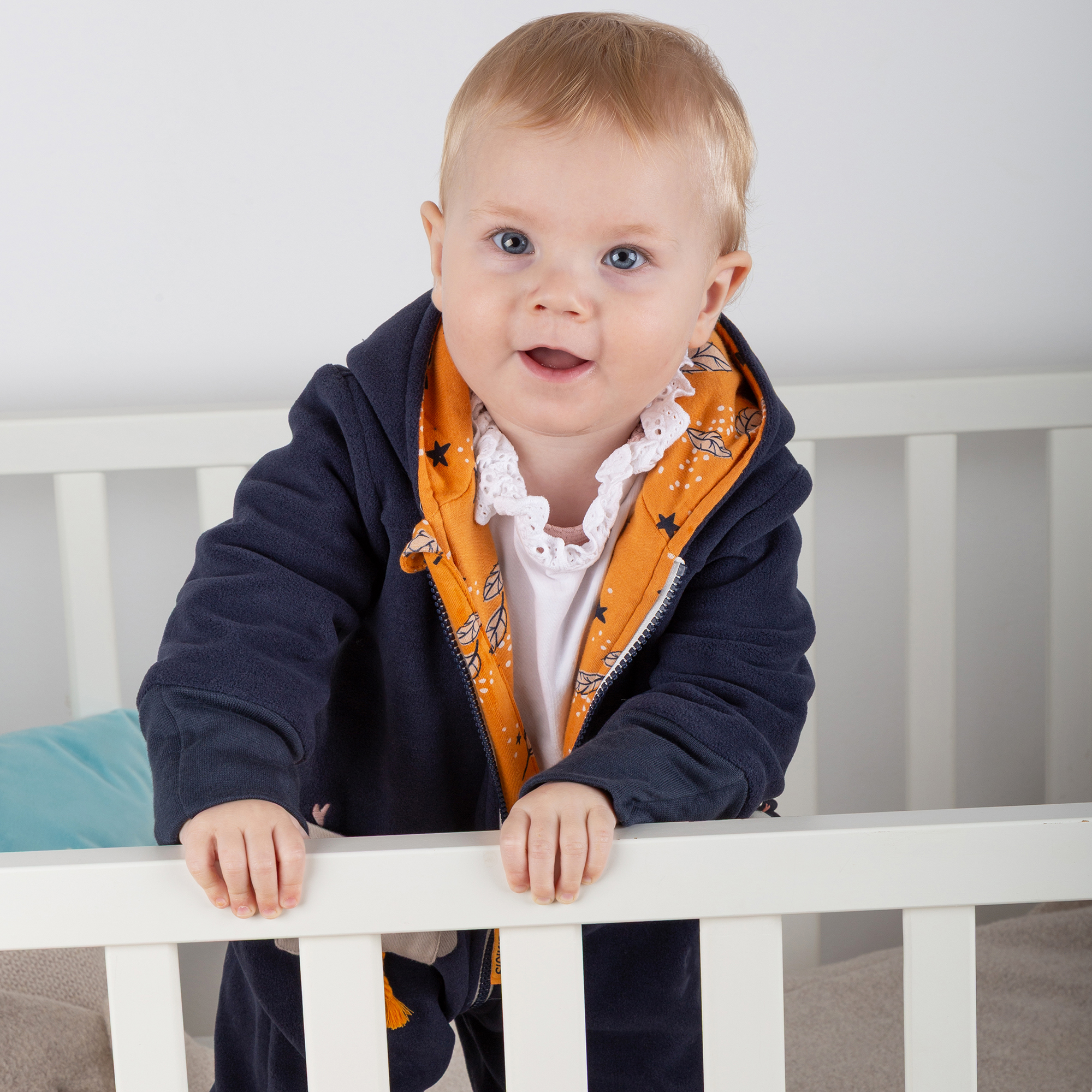 Baby Fleece Overall, Eule Magic Owl, dunkelblau