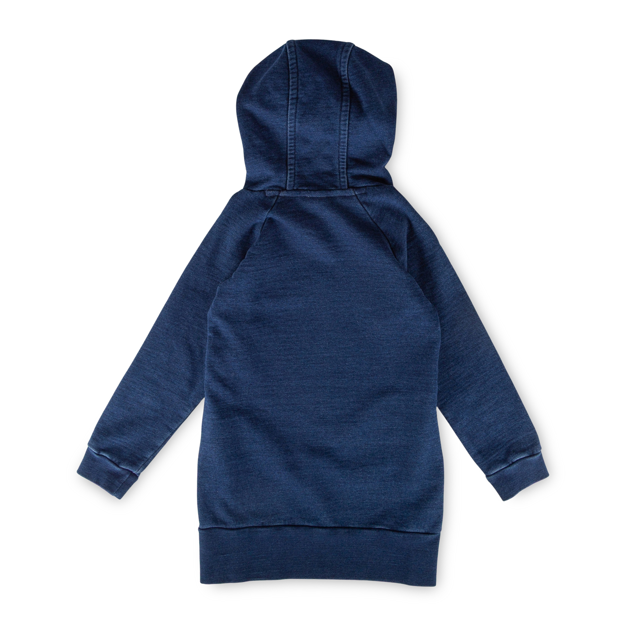 Kinder Kapuzen Sweatkleid Denim Optik bunt bestickt, dunkelblau
