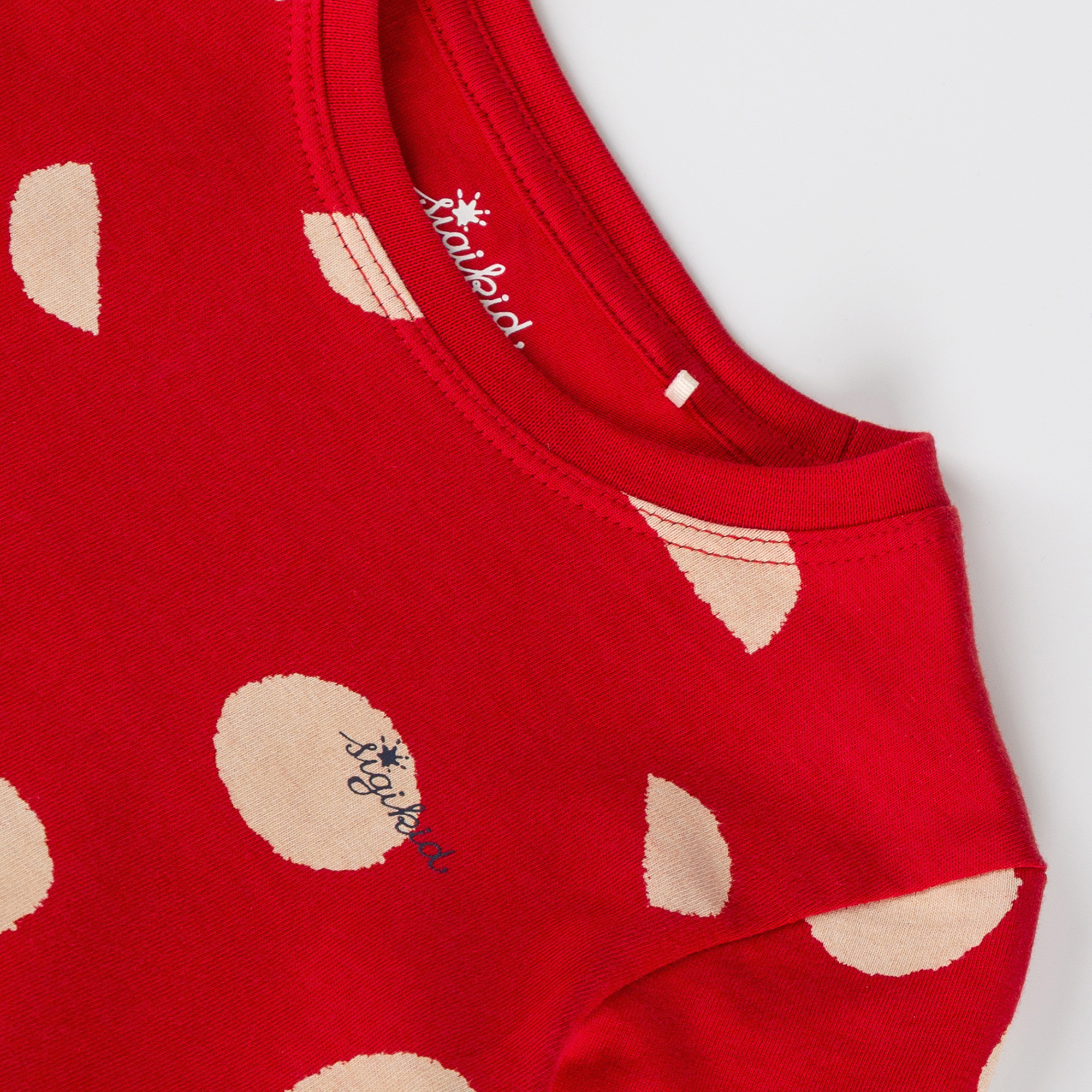 Twirly long-sleeved dress, red, print