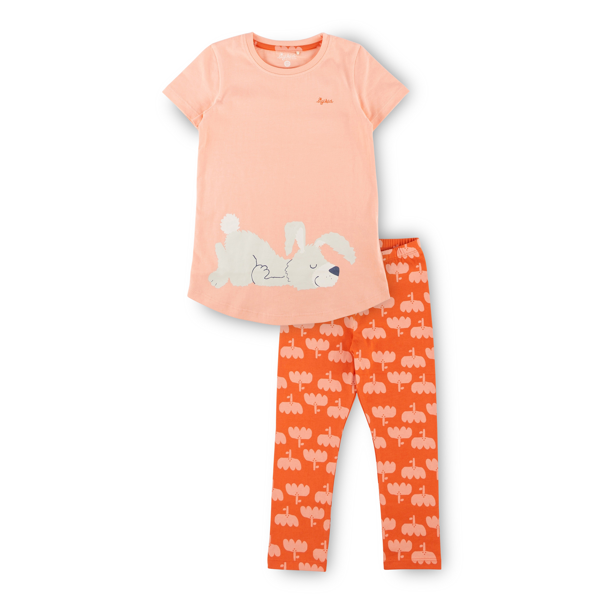 Children's short sleeve pajamas bunny, apricot/red Children's short sleeve pajamas bunny, apricot/red