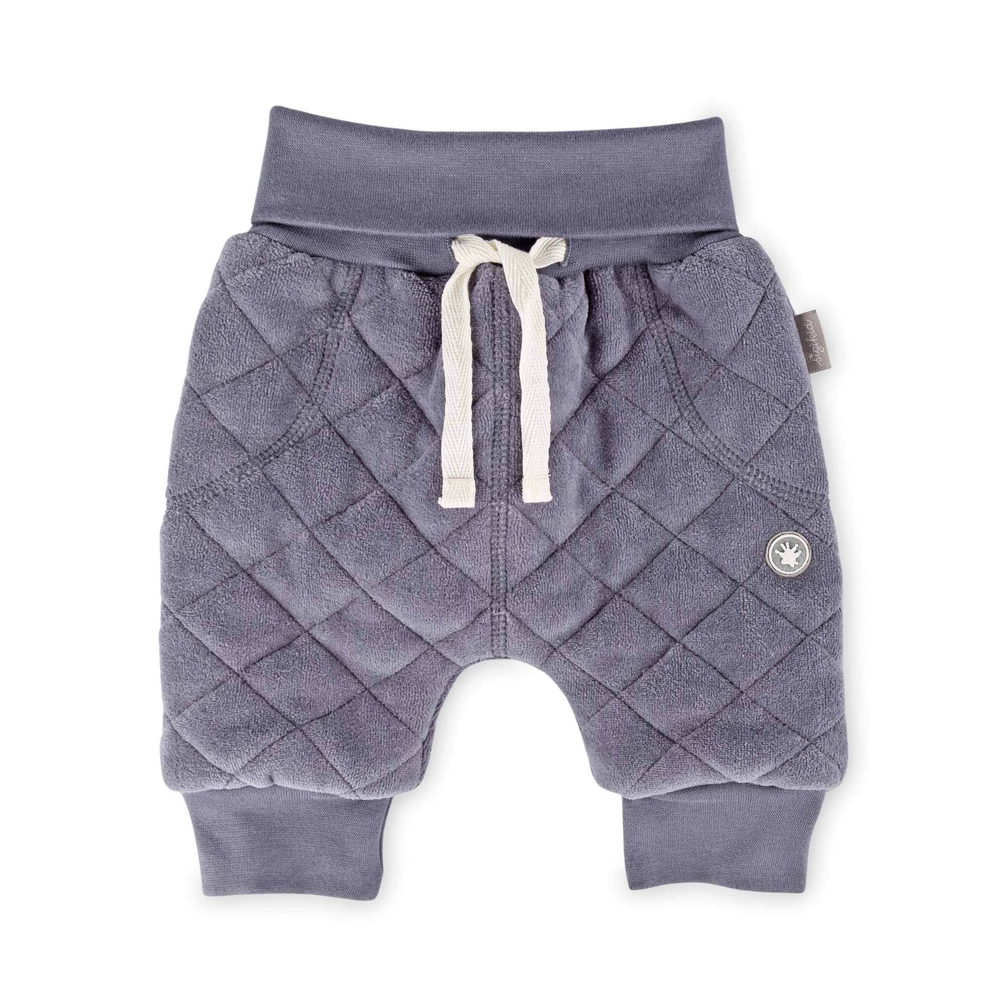 Baby quilted velour pants, lined, dark grey