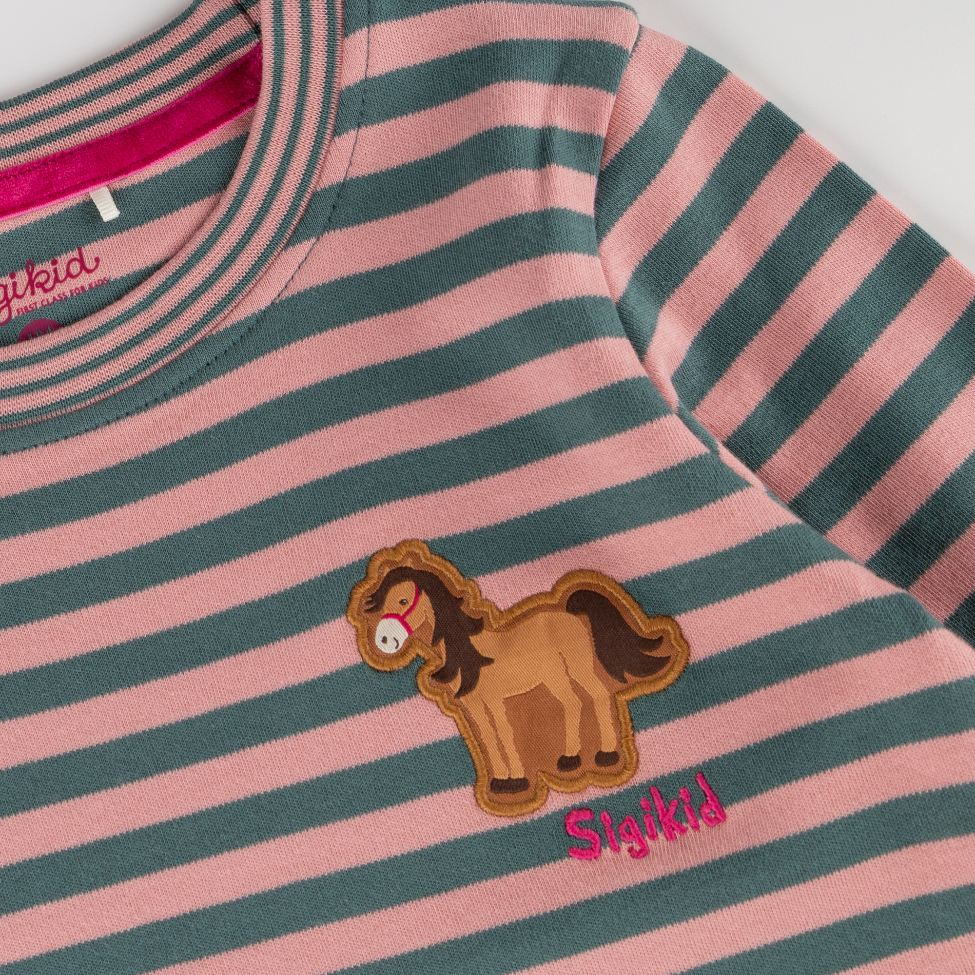 Kinder Ringel Langarmshirt Pony Love, grün-rosa