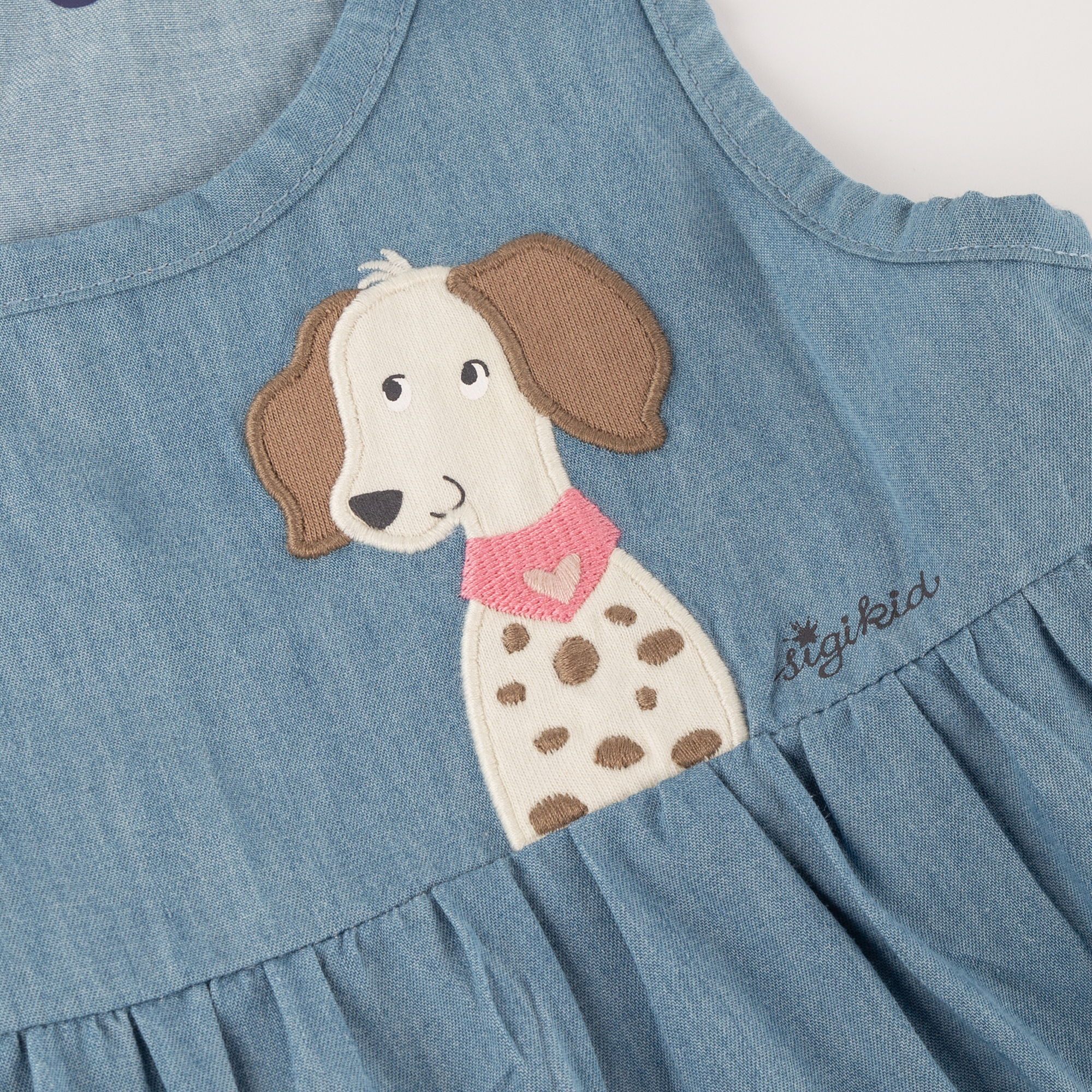 Kinder Chambray-Kleid Hund Funny Dog, hellblau, Kinder Chambray-Kleid Hund Funny Dog, hellblau,