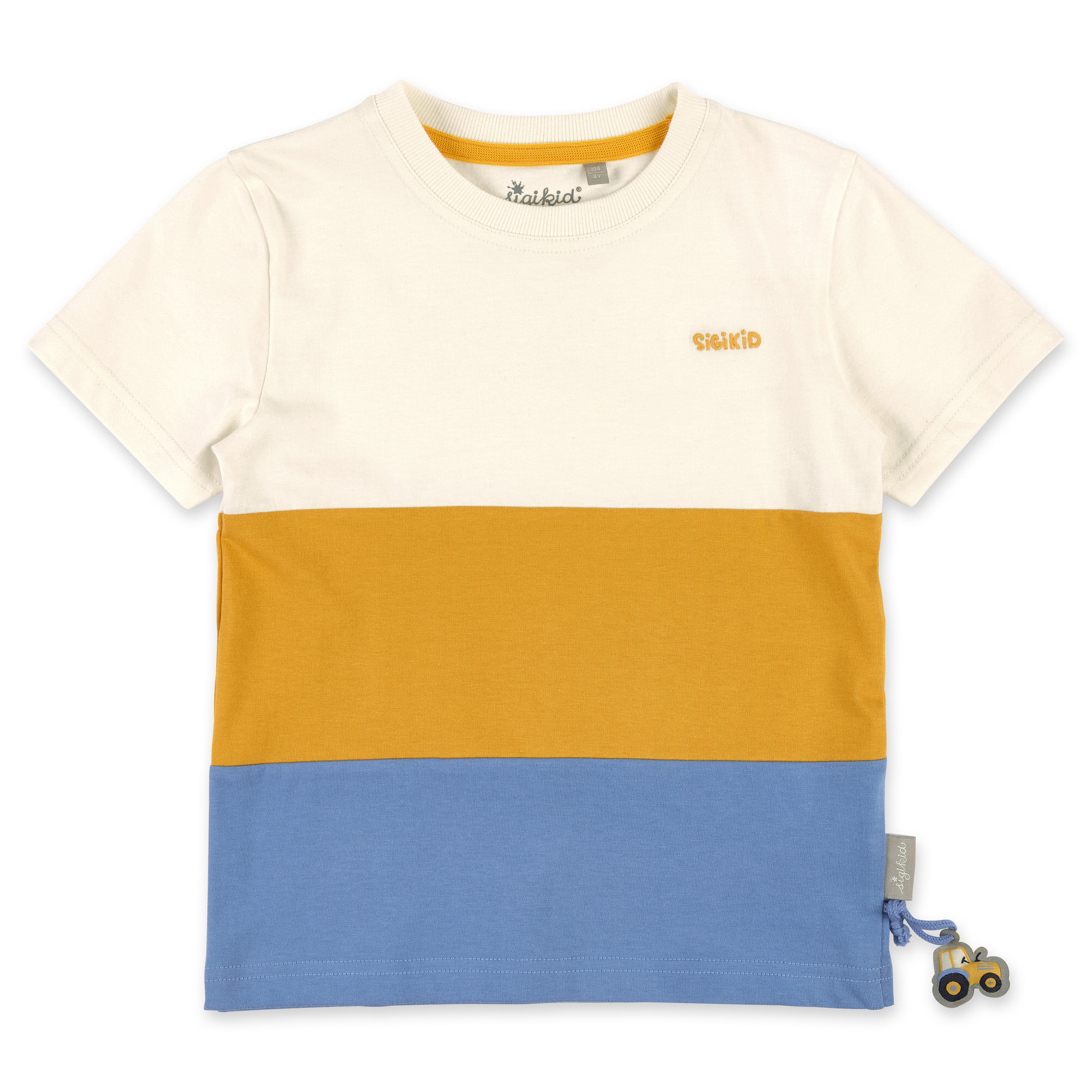 Children's colour-blocking T-shirt cream/honey/blue