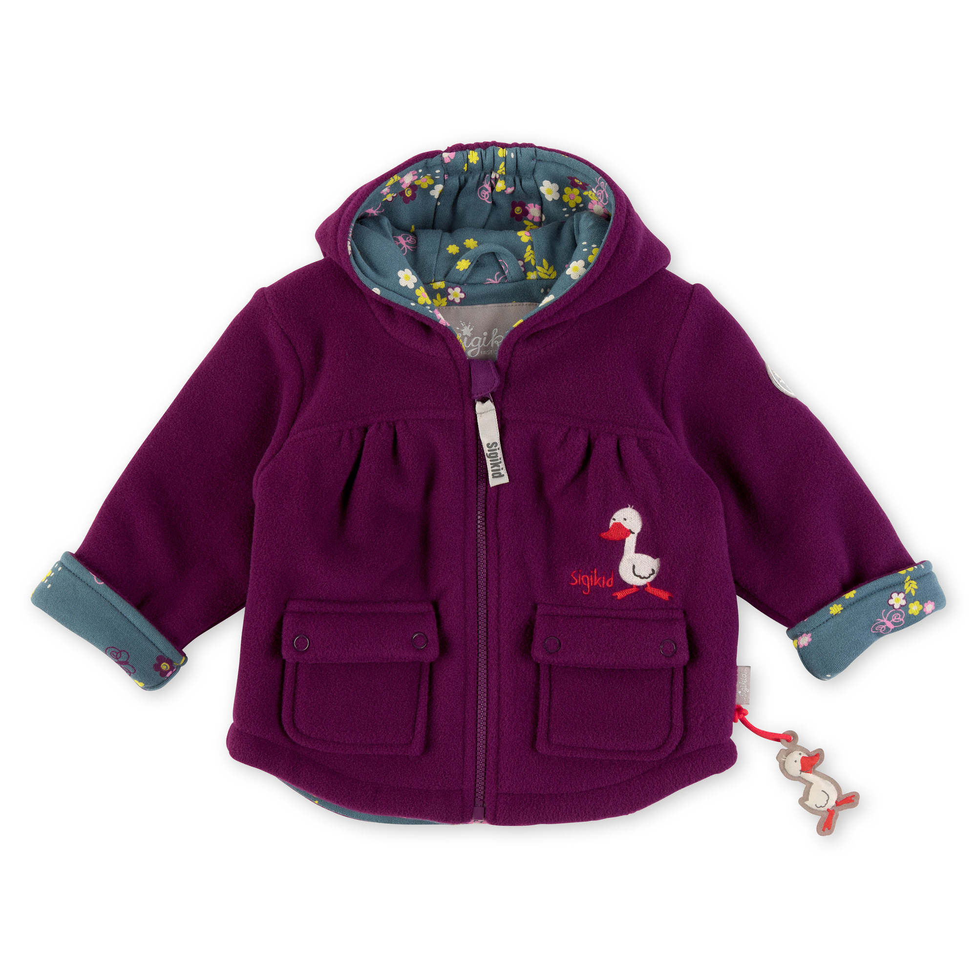 Baby & toddler fleece jacket duckling, hooded, lined