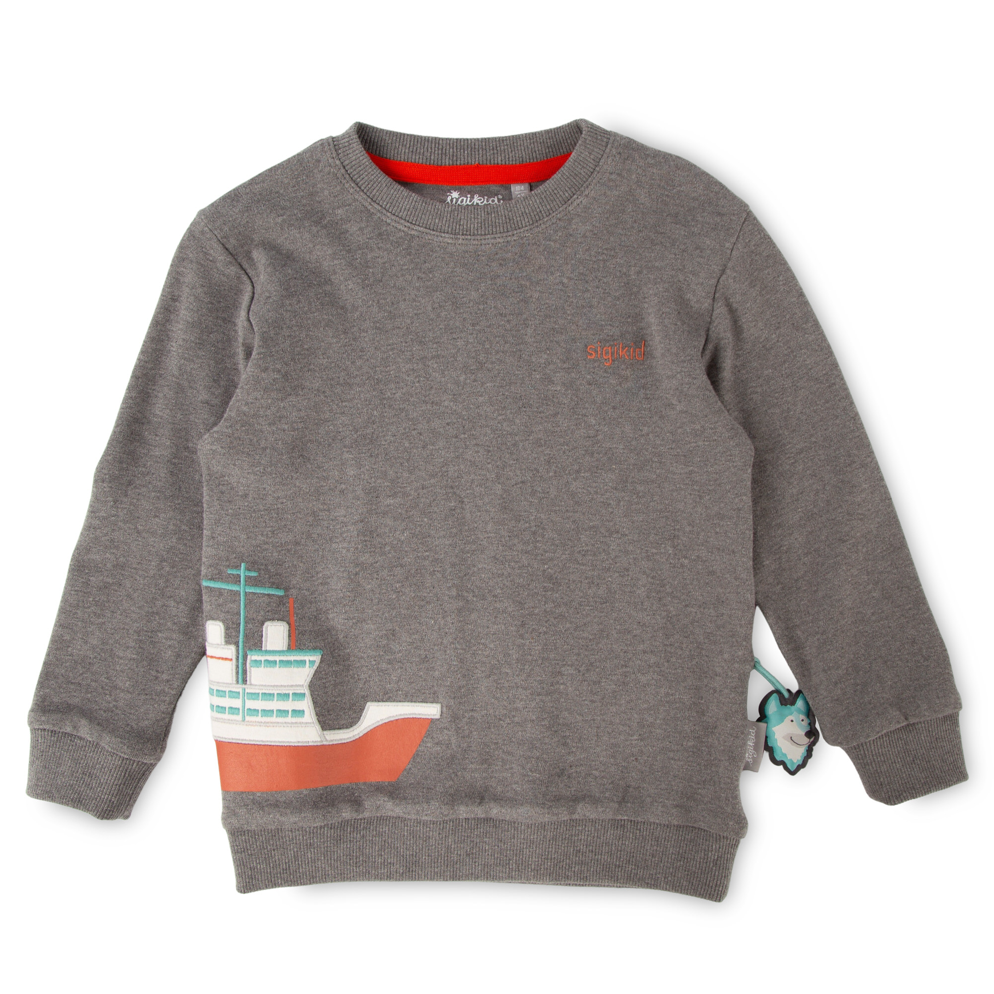 Graumeliertes Kinder Langarmshirt Polarschiff