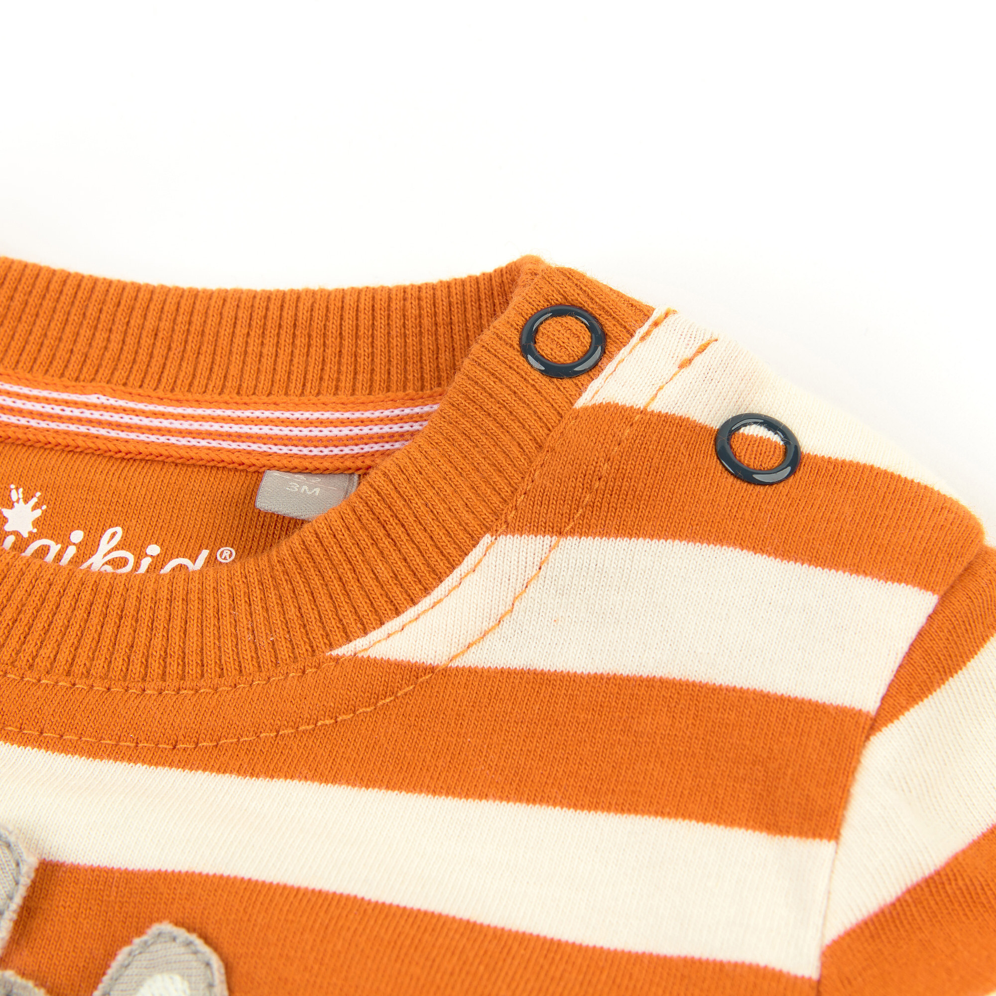 Cream/orange striped baby T-shirt rhino