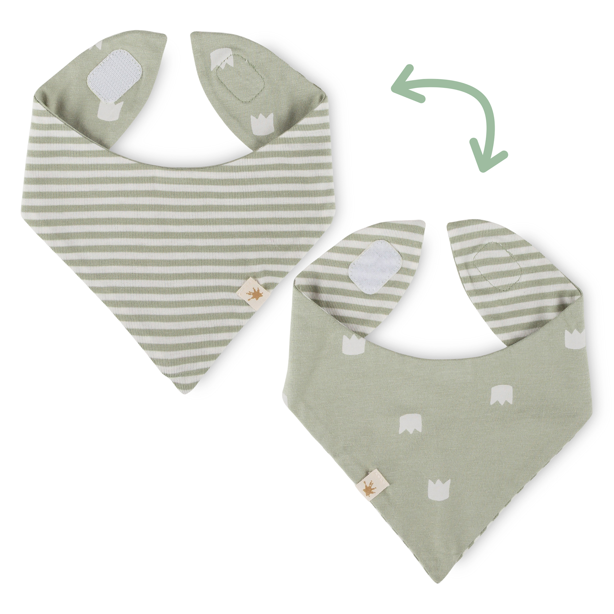 Newborn baby bandana bib, reversible, green
