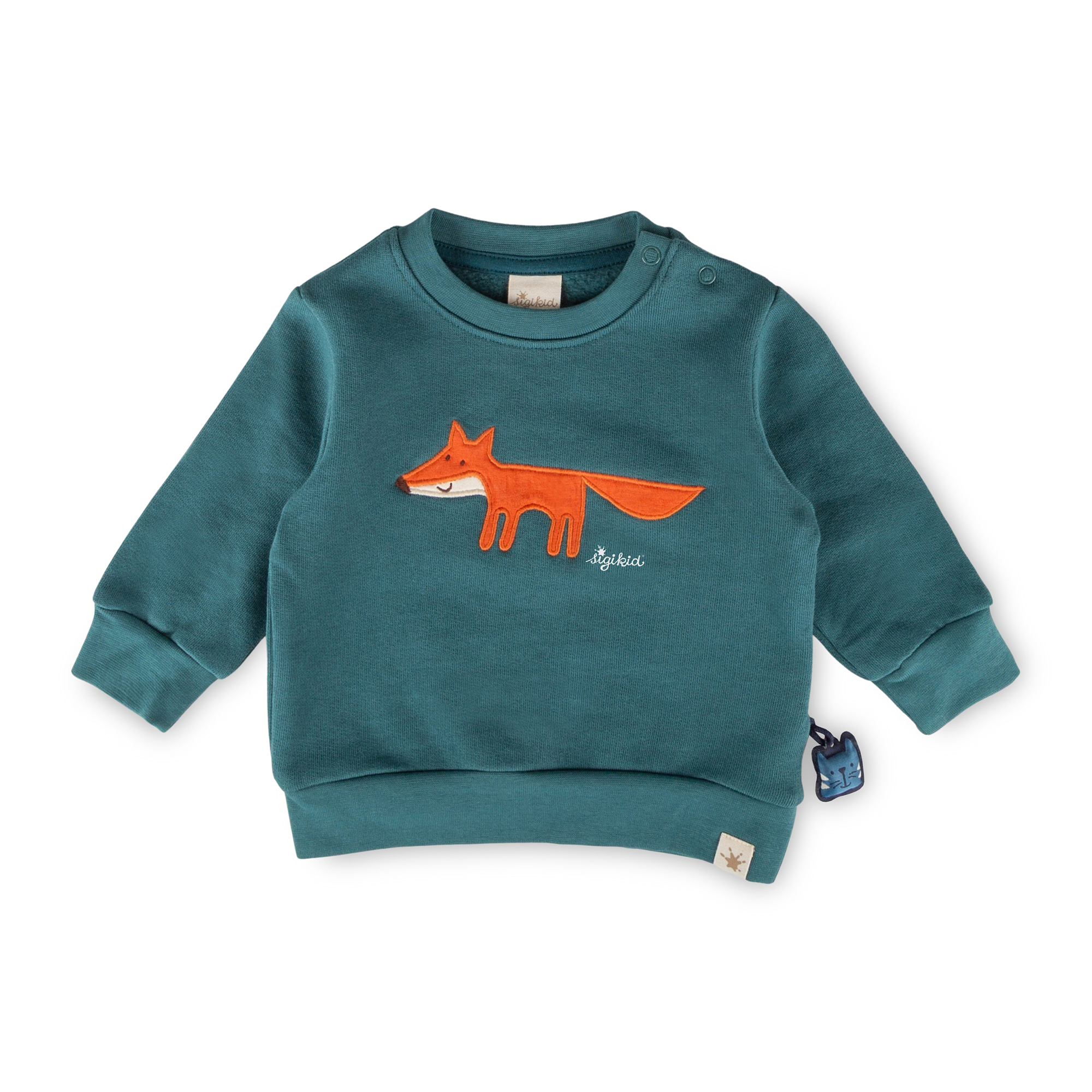 Baby Sweatshirt Fuchs, petrolblau