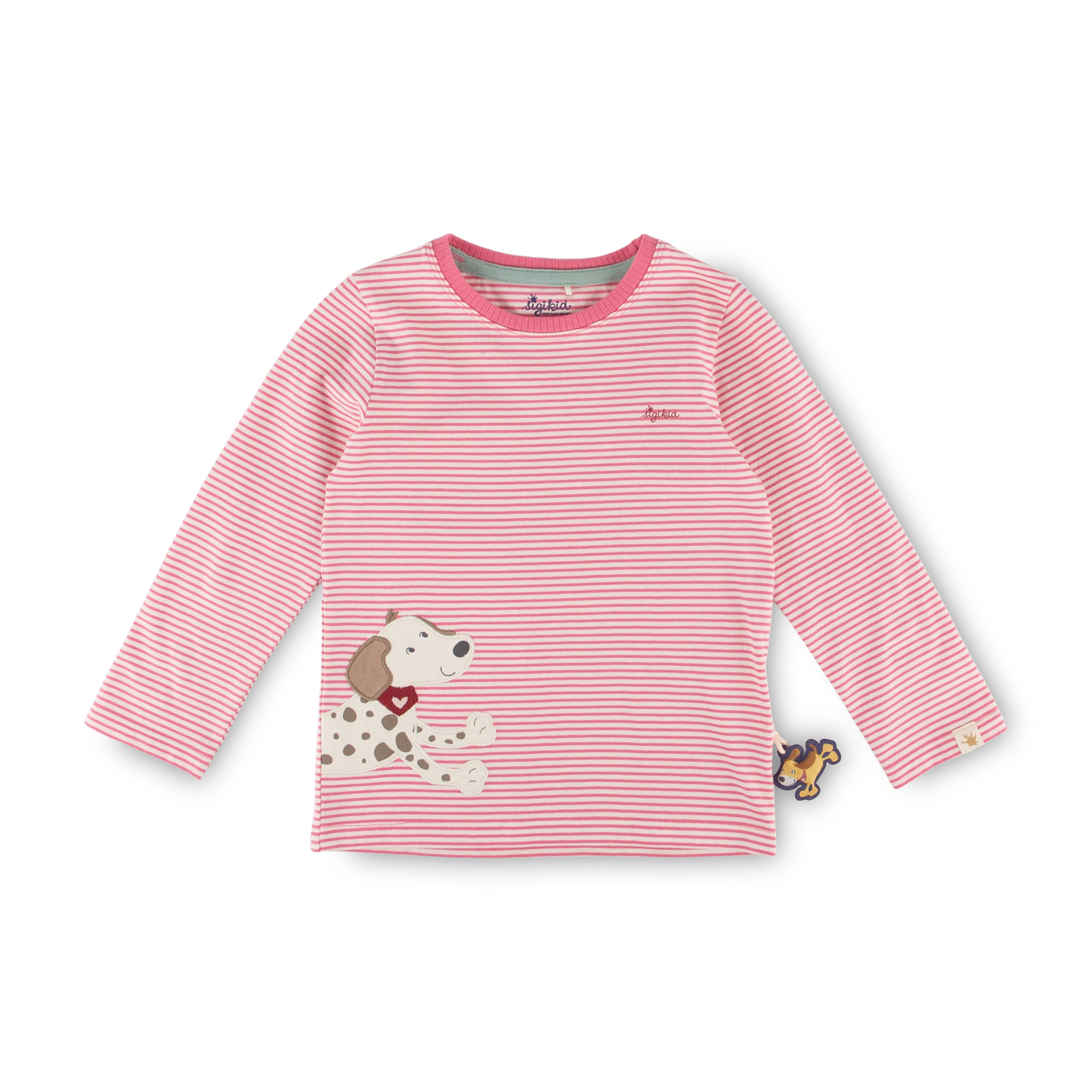 Kinder Langarmshirt Hund Funny Dog, rosa geringelt Kinder Langarmshirt Hund Funny Dog, rosa geringelt