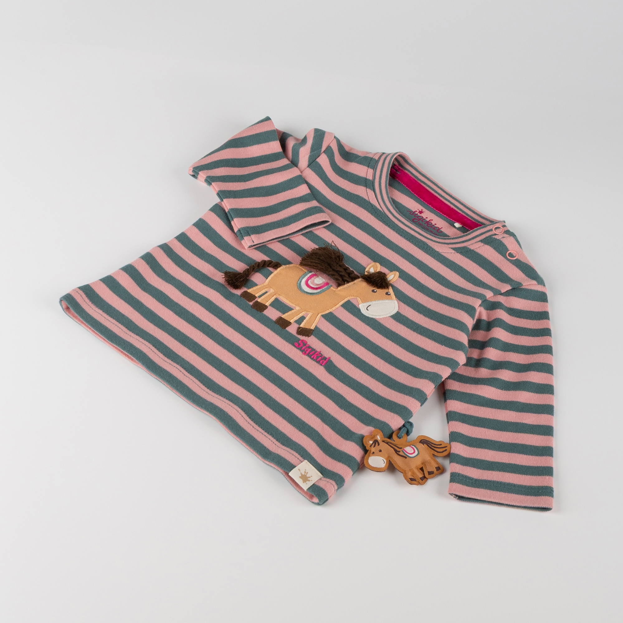 Baby Ringel Langarmshirt Pony Love, grün-rosa