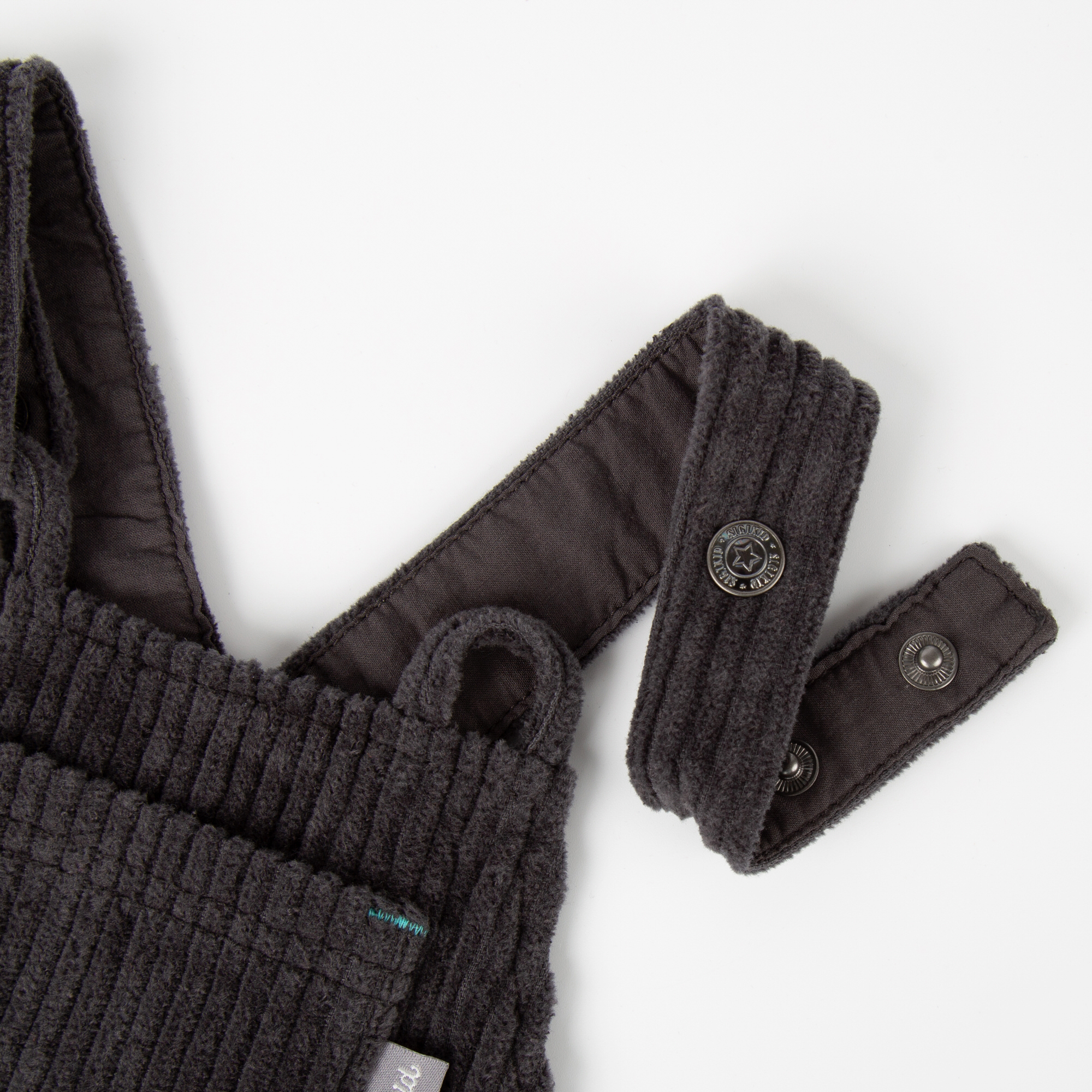 Corduroy baby dungarees with pockets, dark grey