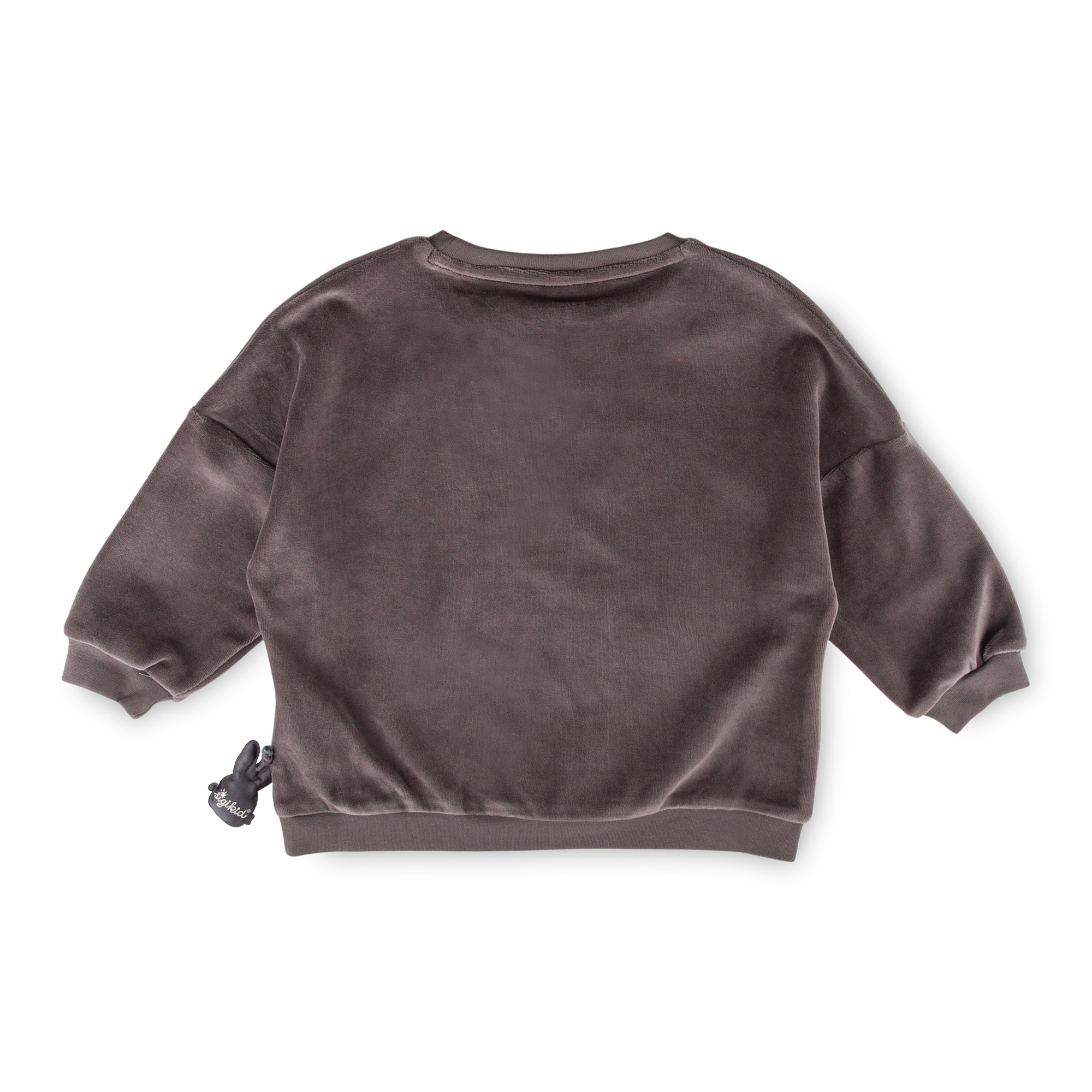 Children's oversized velour top Snow Bunny, dark grey