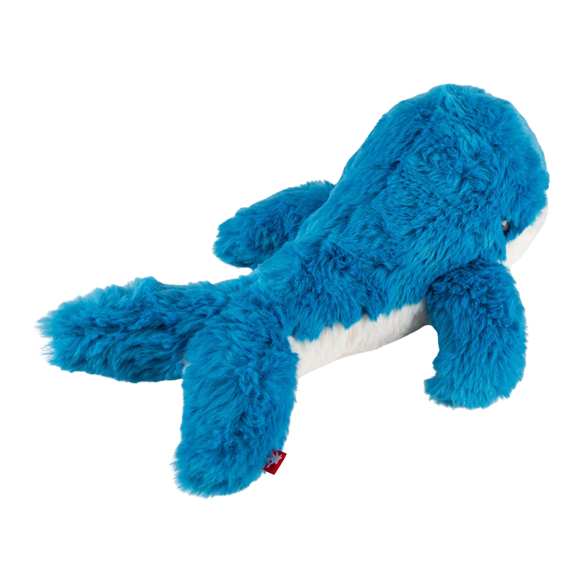 Silky soft plush toy whale, blue/white