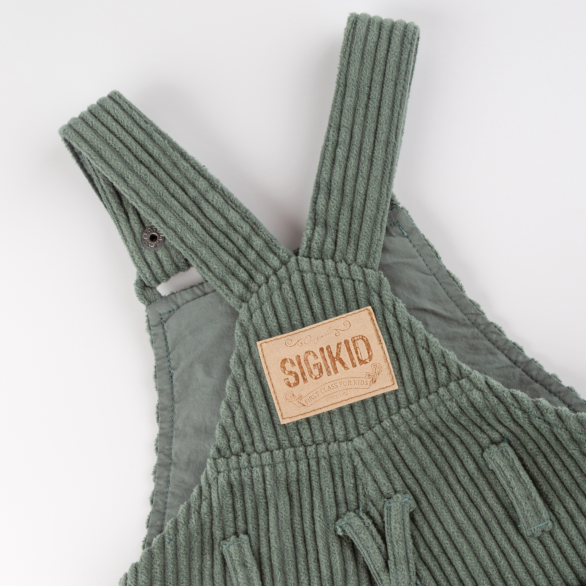 Green baby corduroy dungarees