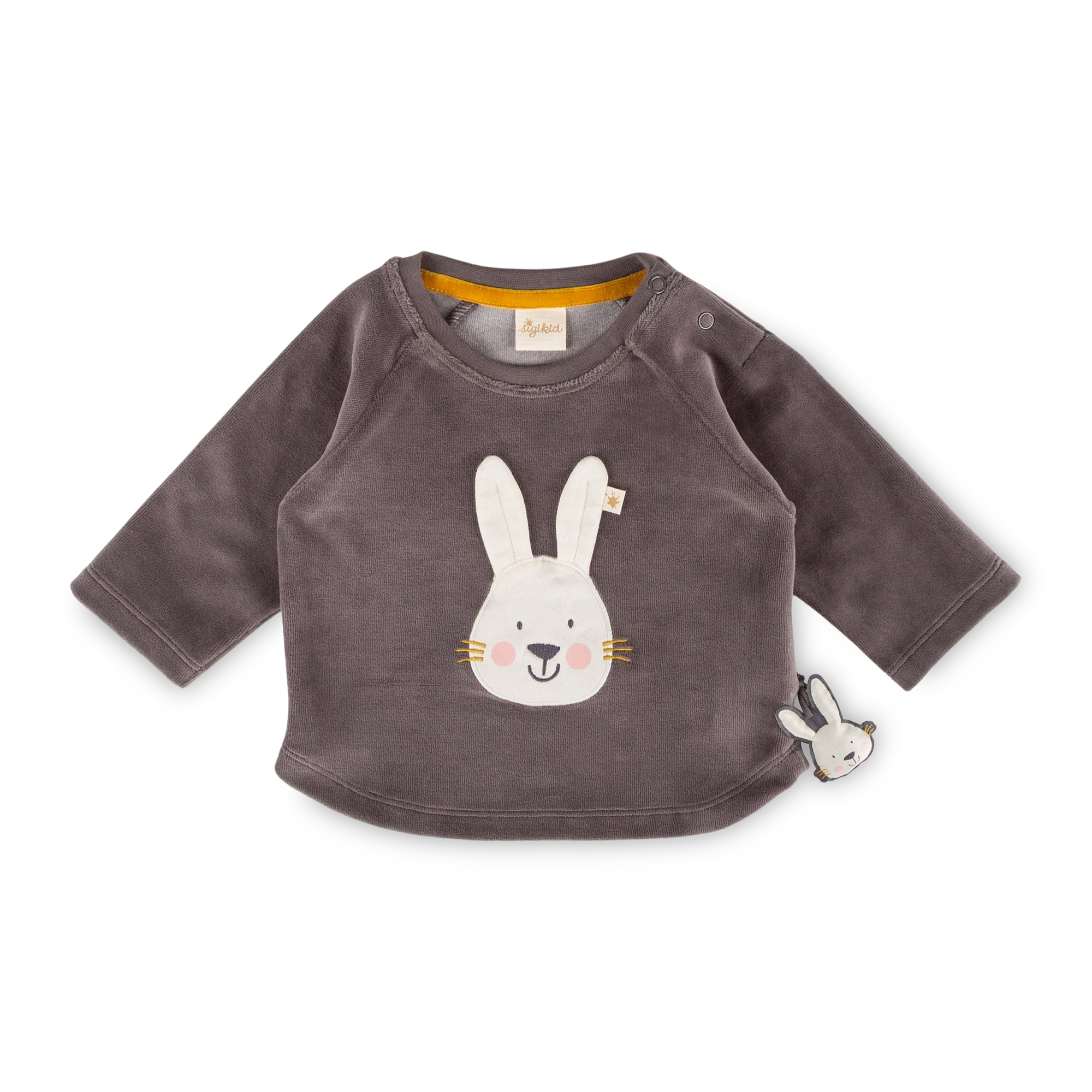 Baby Nicki Velour Langarmshirt Schneehase, dunkelgrau