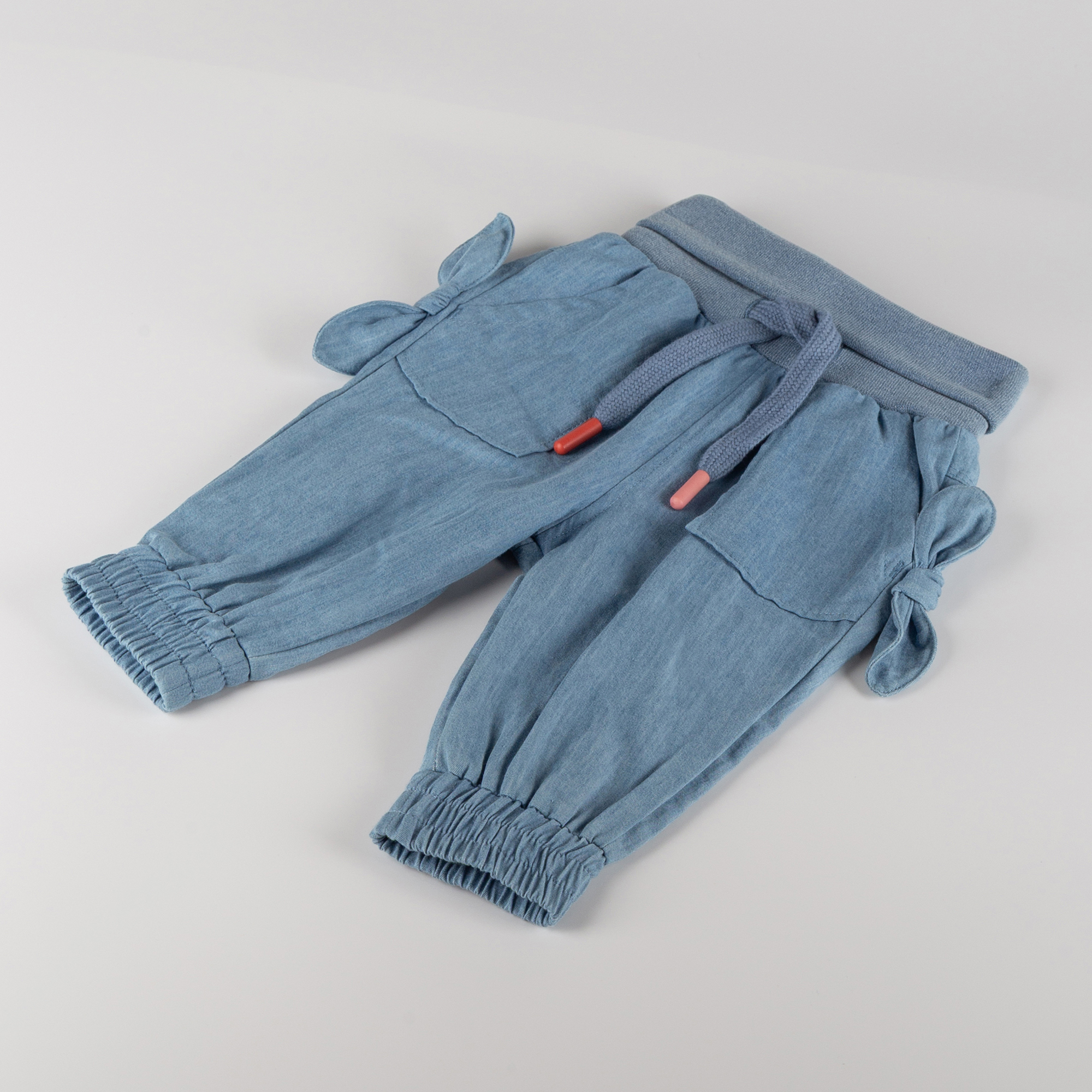 Airy baby chambray pants, light blue