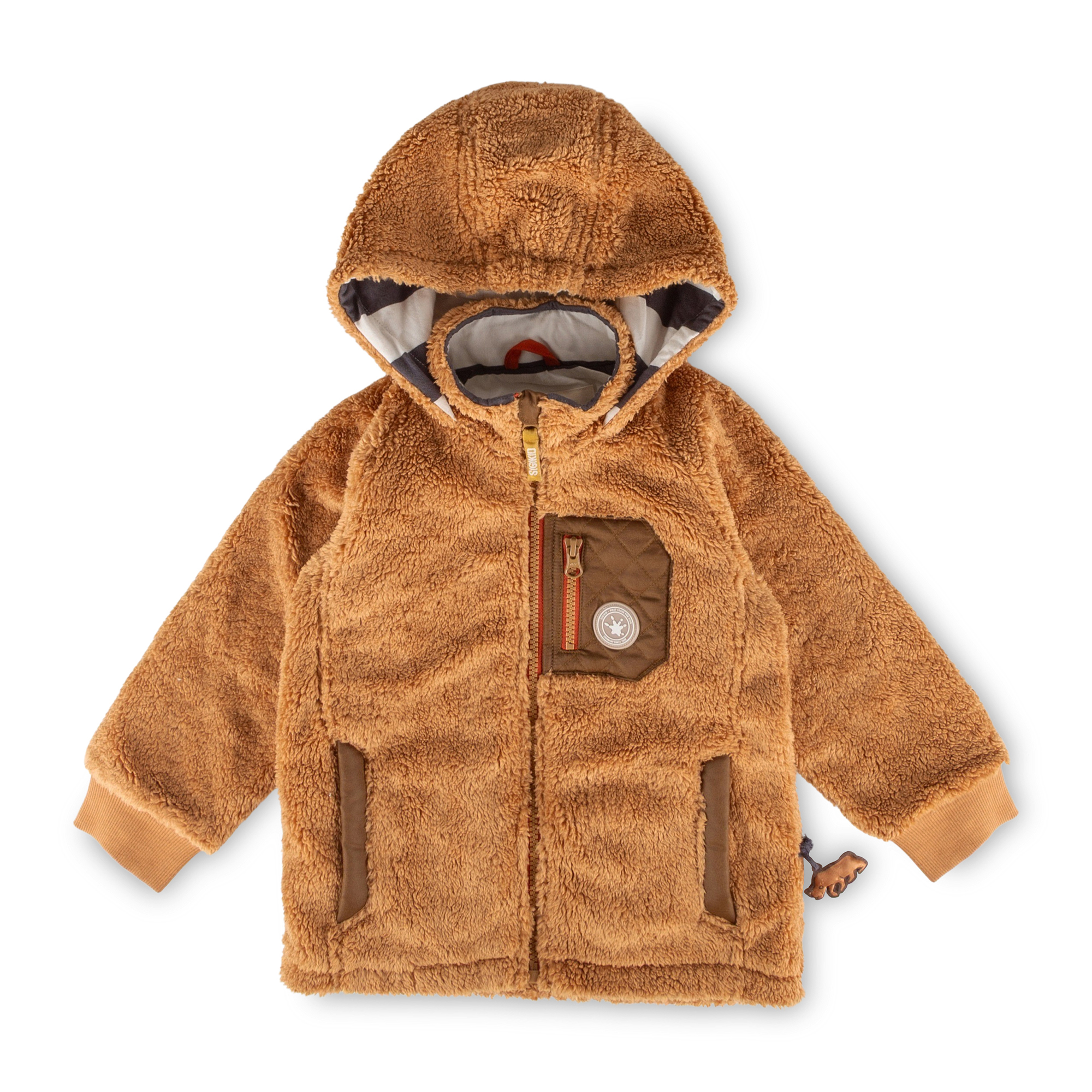 Sherpa Fleece Jacke Winterbär gefüttert, karamellbraun