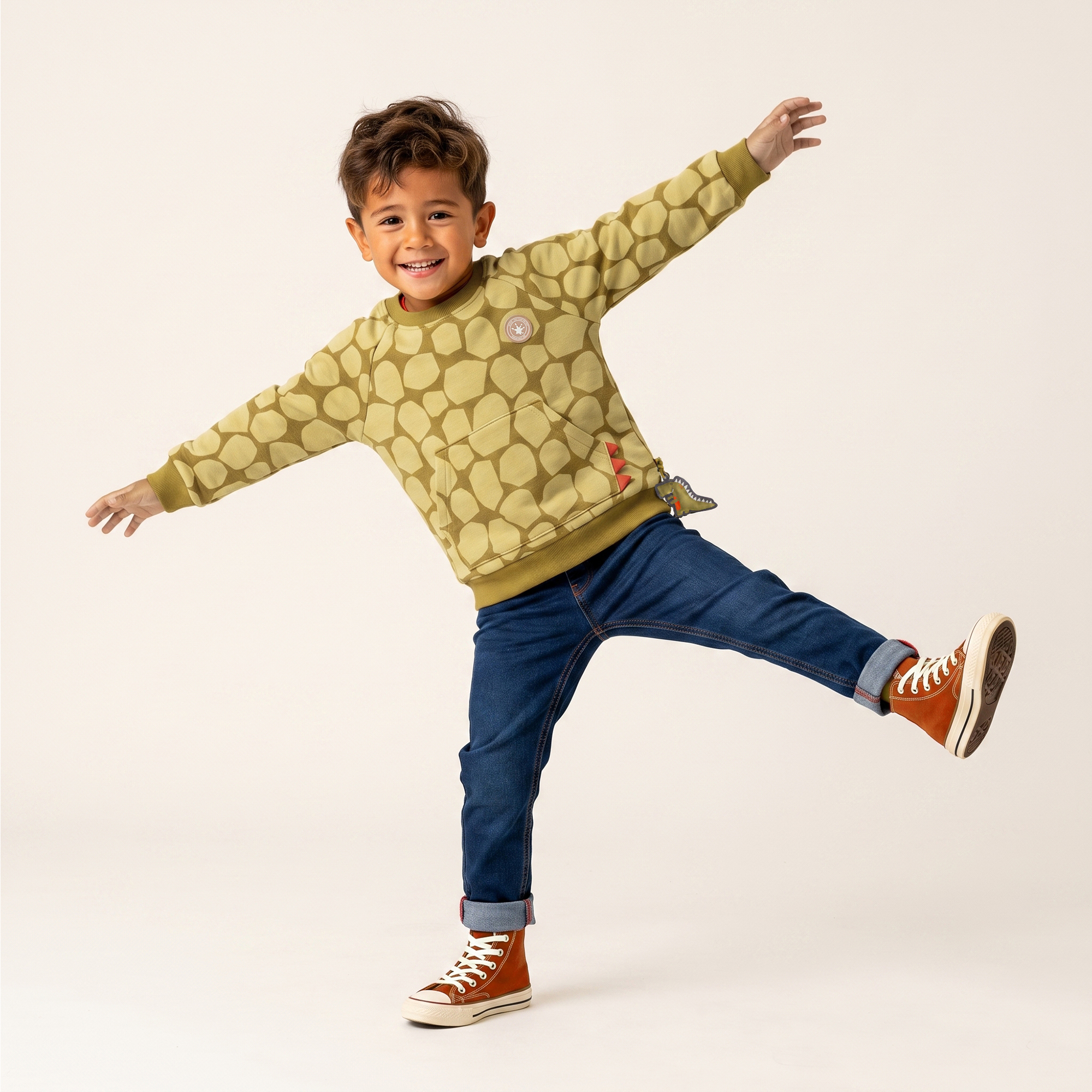Kinder Sweatshirt mit Fronttasche, Dino Fun