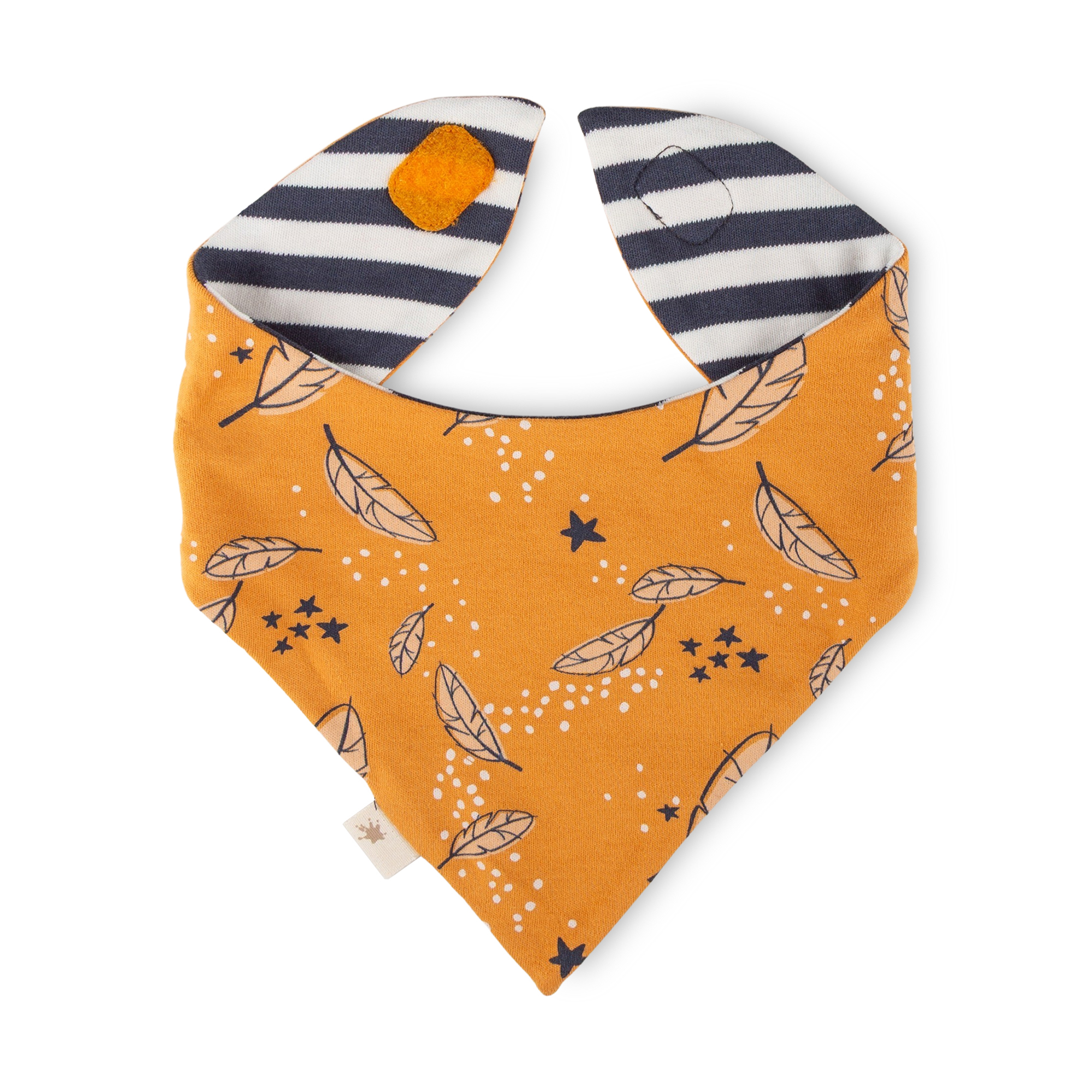 Baby Wendehalstuch Magic Owl, gelb oder blau-weiß geringelt Baby Wendehalstuch Magic Owl, gelb oder blau-weiß geringelt