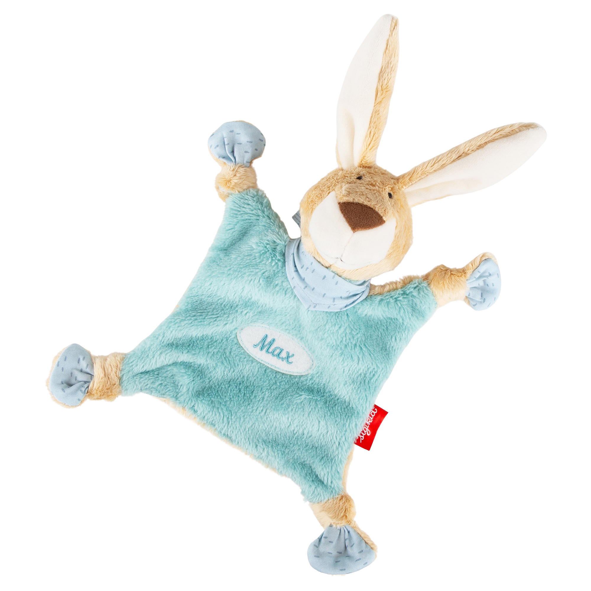 Namensschnuffeltuch Hase türkis