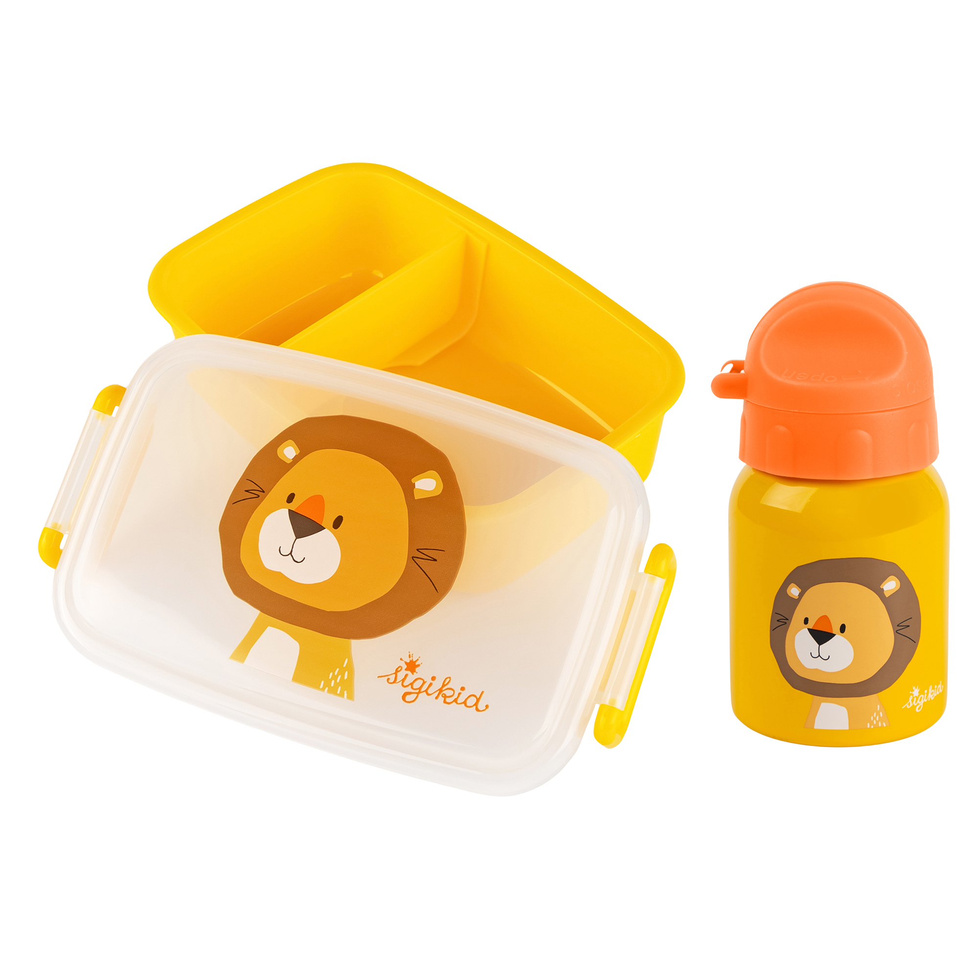 Kinder Set 250 ml Edelstahl-Trinkflasche und Brotbox, Löwe Kinder Set 250 ml Edelstahl-Trinkflasche und Brotbox, Löwe