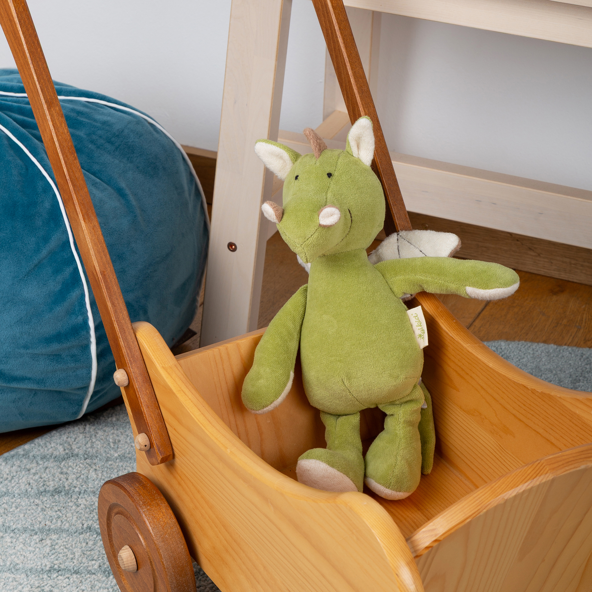 Organic soft toy dragon, Green