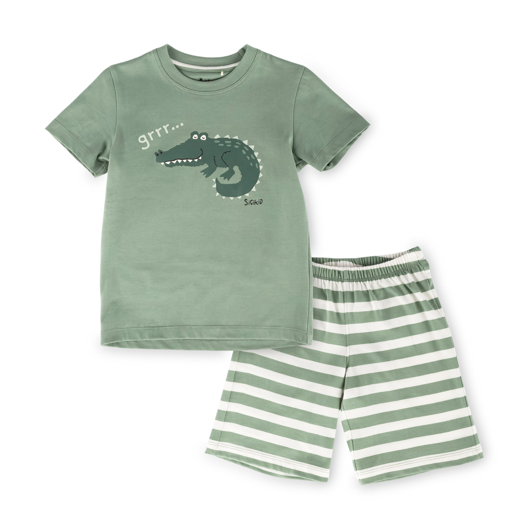 Kinder Shorty Pyjama Krokodil, grün