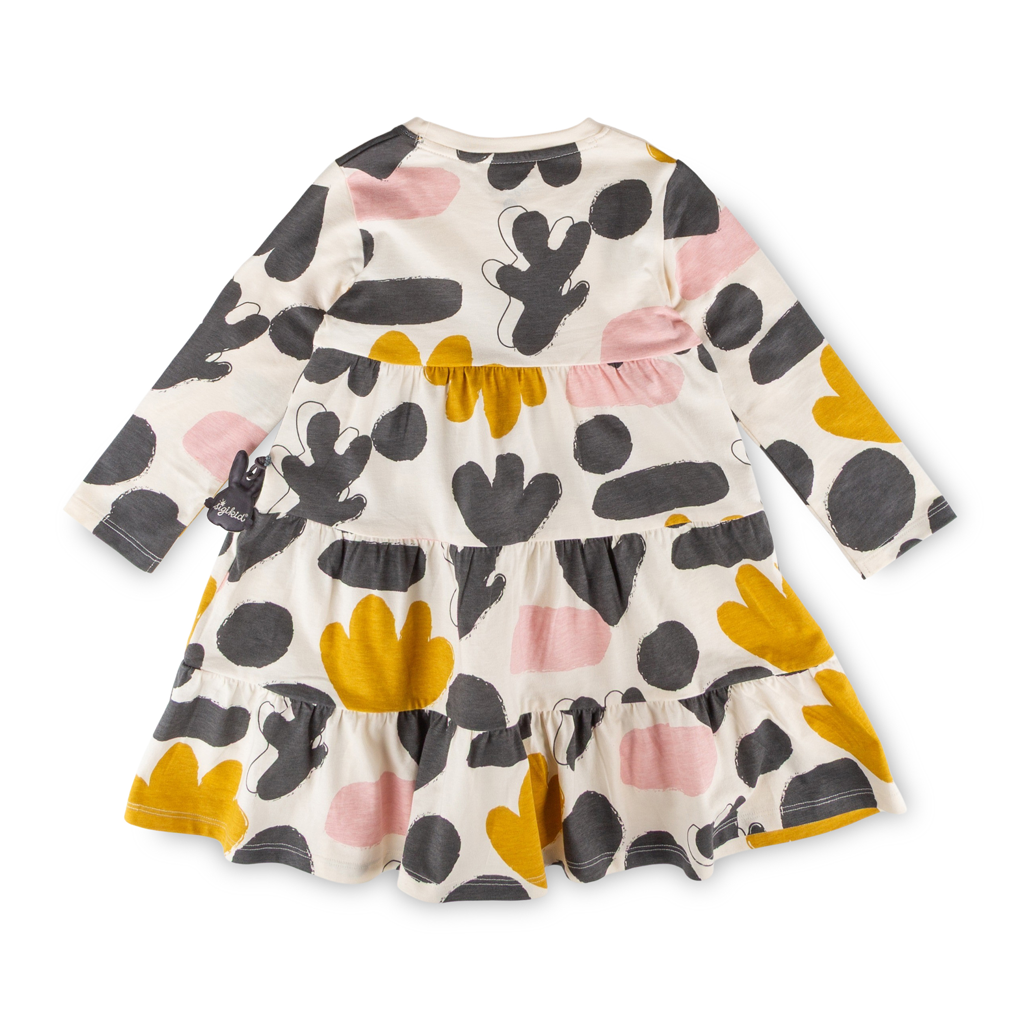 Tiered girls' long sleeve dress, Snow Bunny