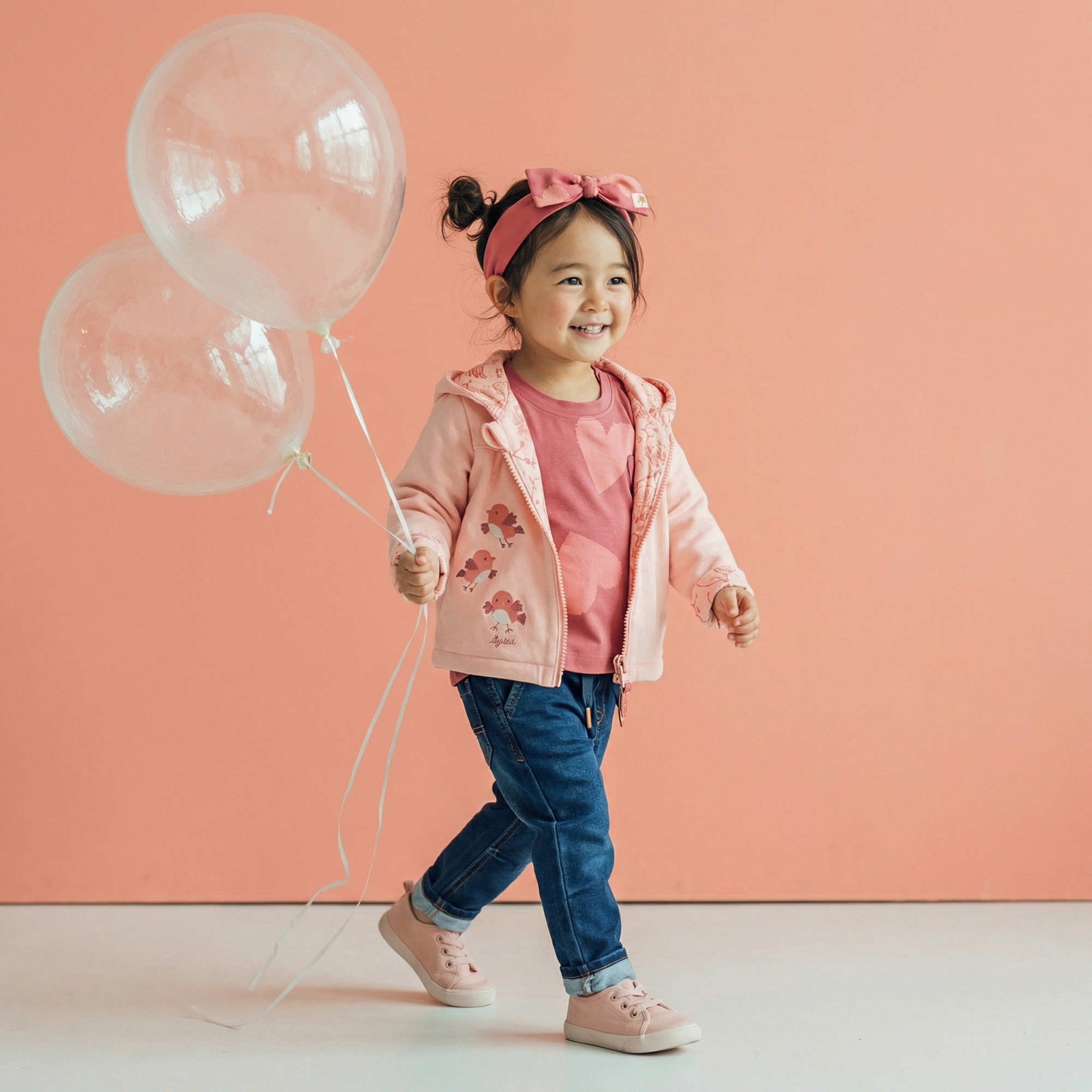 Baby Langarmshirt mit Herzchen, rosarot