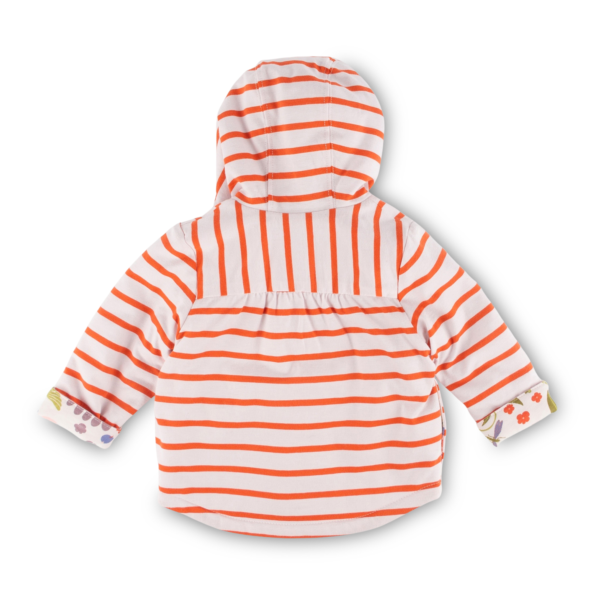 Reversible hooded baby jacket interlined, Happy Ladybug