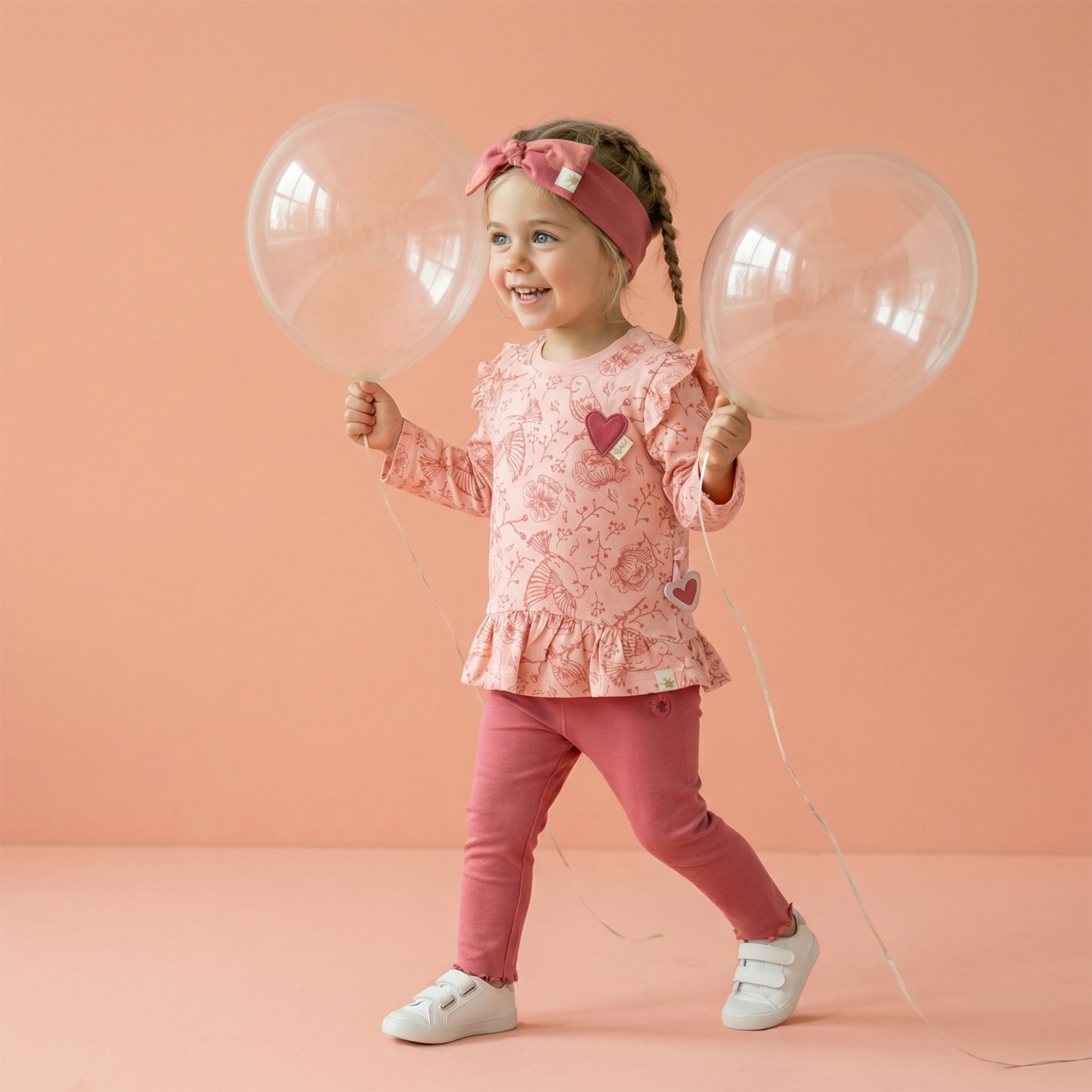 Baby Leggings mit Kräuselsaum, rosarot