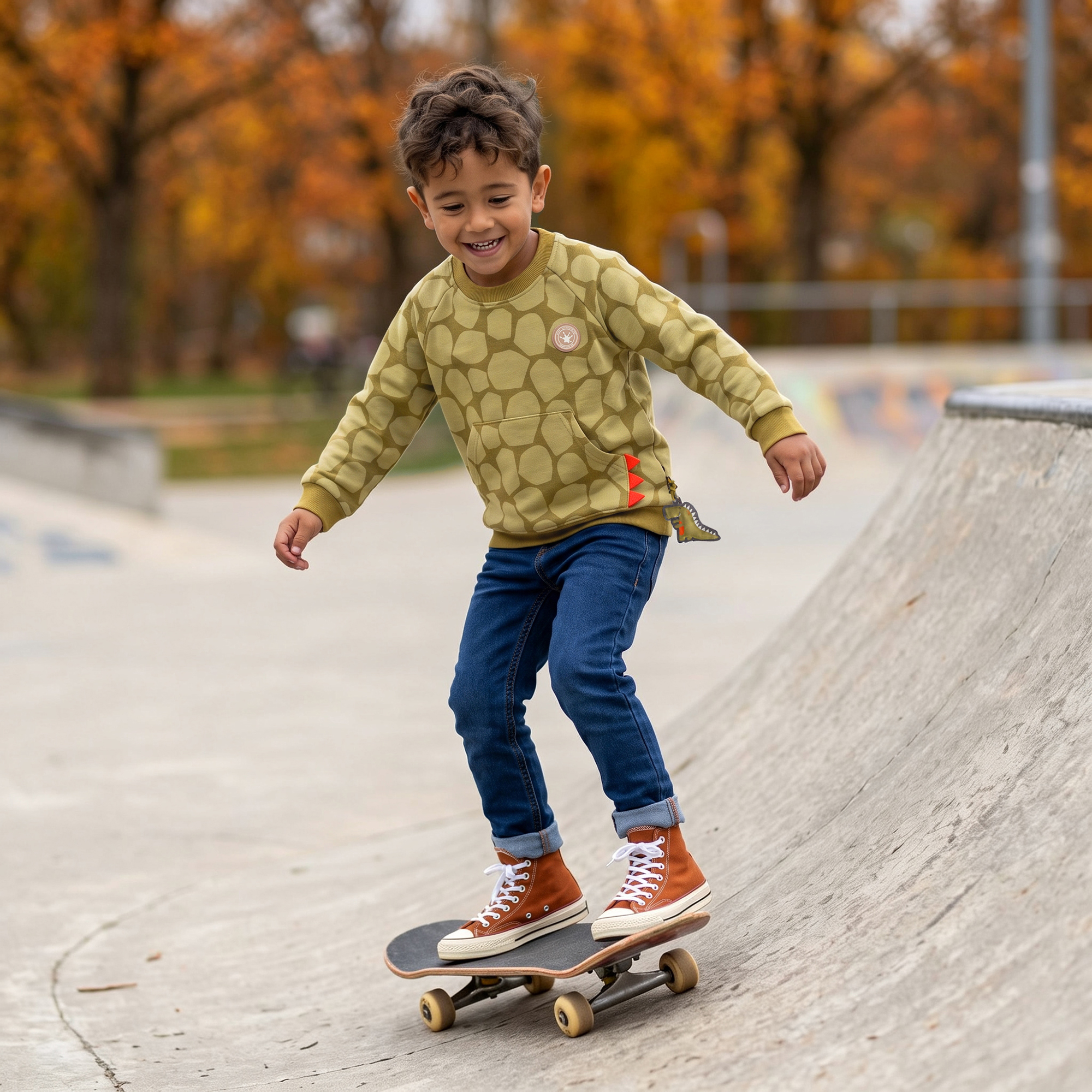 Kinder Sweatshirt mit Fronttasche, Dino Fun