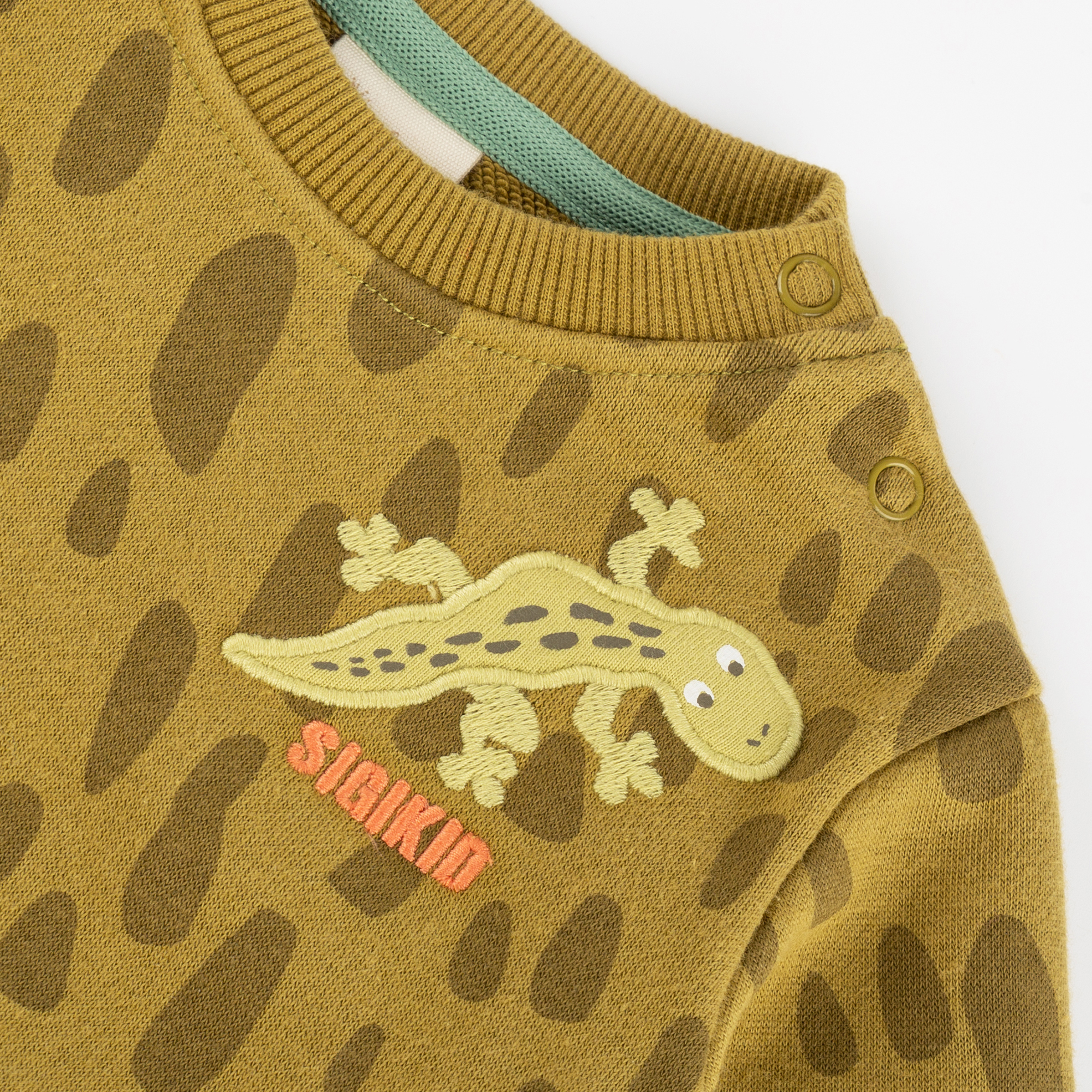 Baby sweatshirt gecko khaki green, Jungle