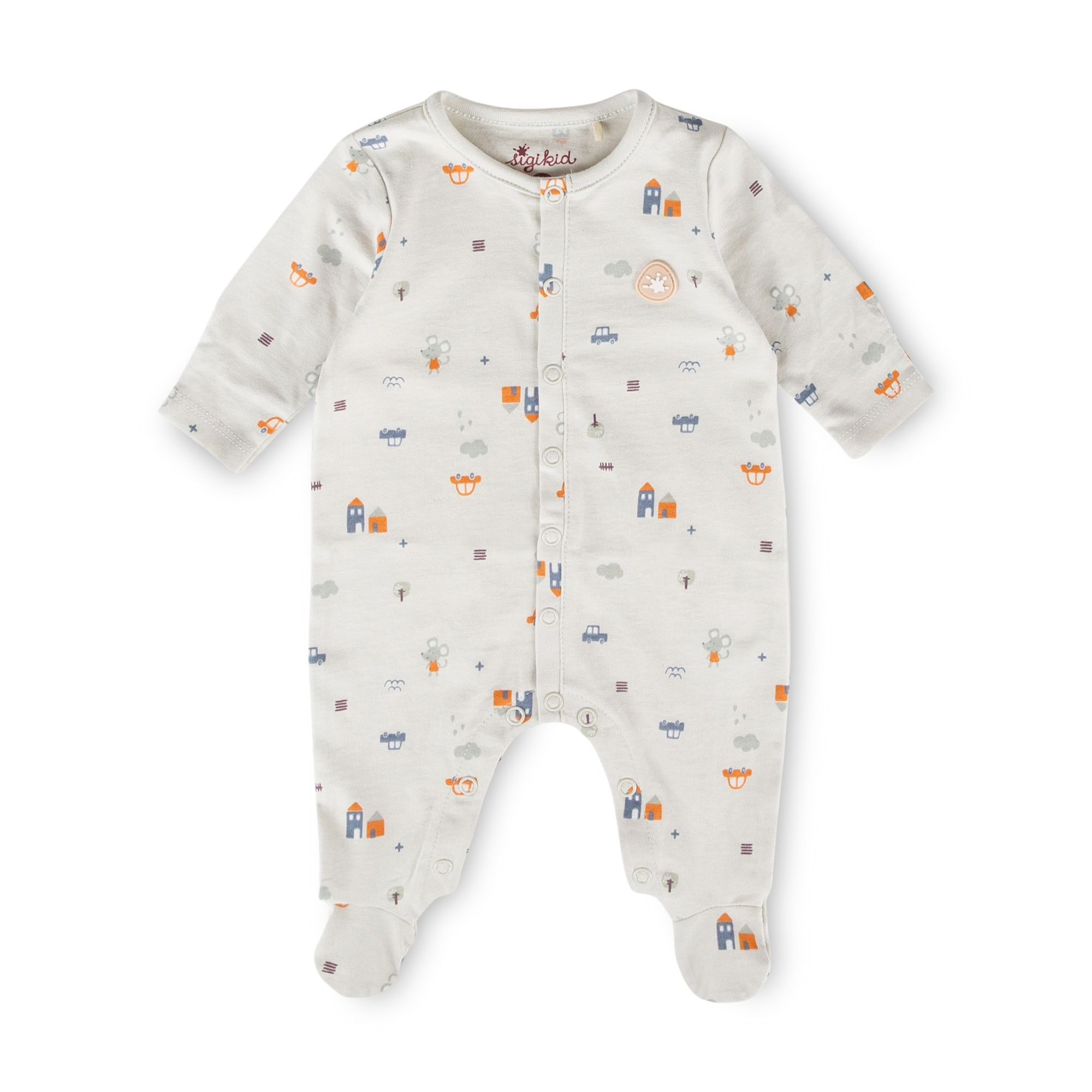 Newborn baby footed romper, foldover mittens